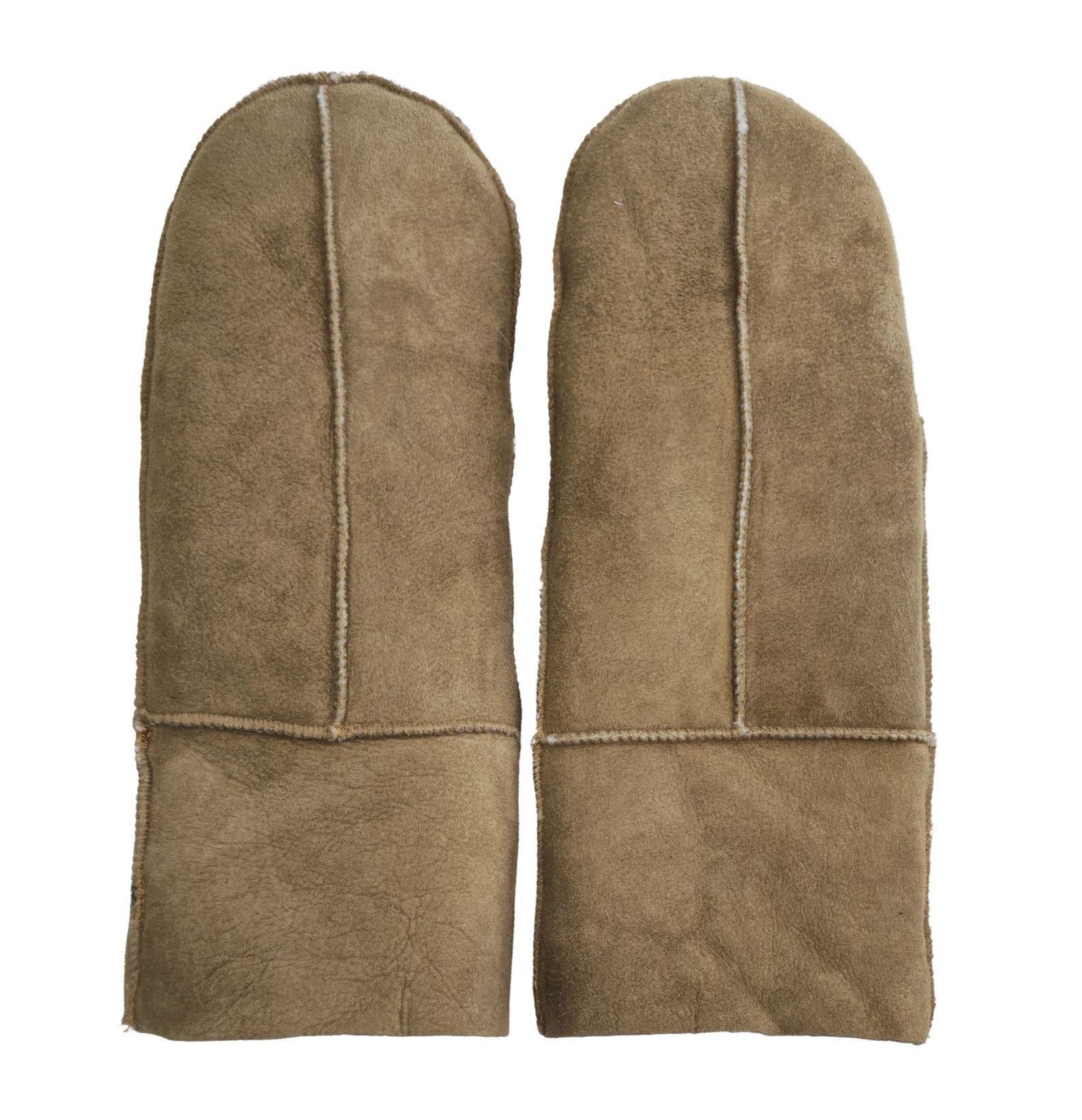 Infinity Leather Unisex Womens Tan Genuine Real Sheepskin Suede Mittens Warm Gloves - Size Large