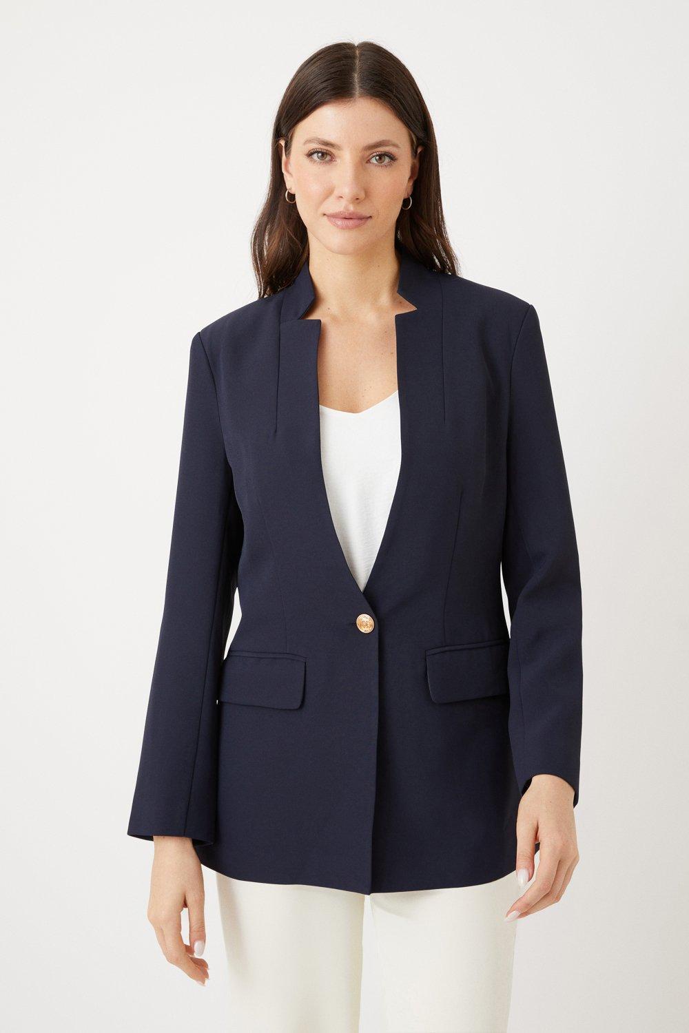 Wallis Womens Notch Single Breasted Blazer - Navy - Size 14 UK