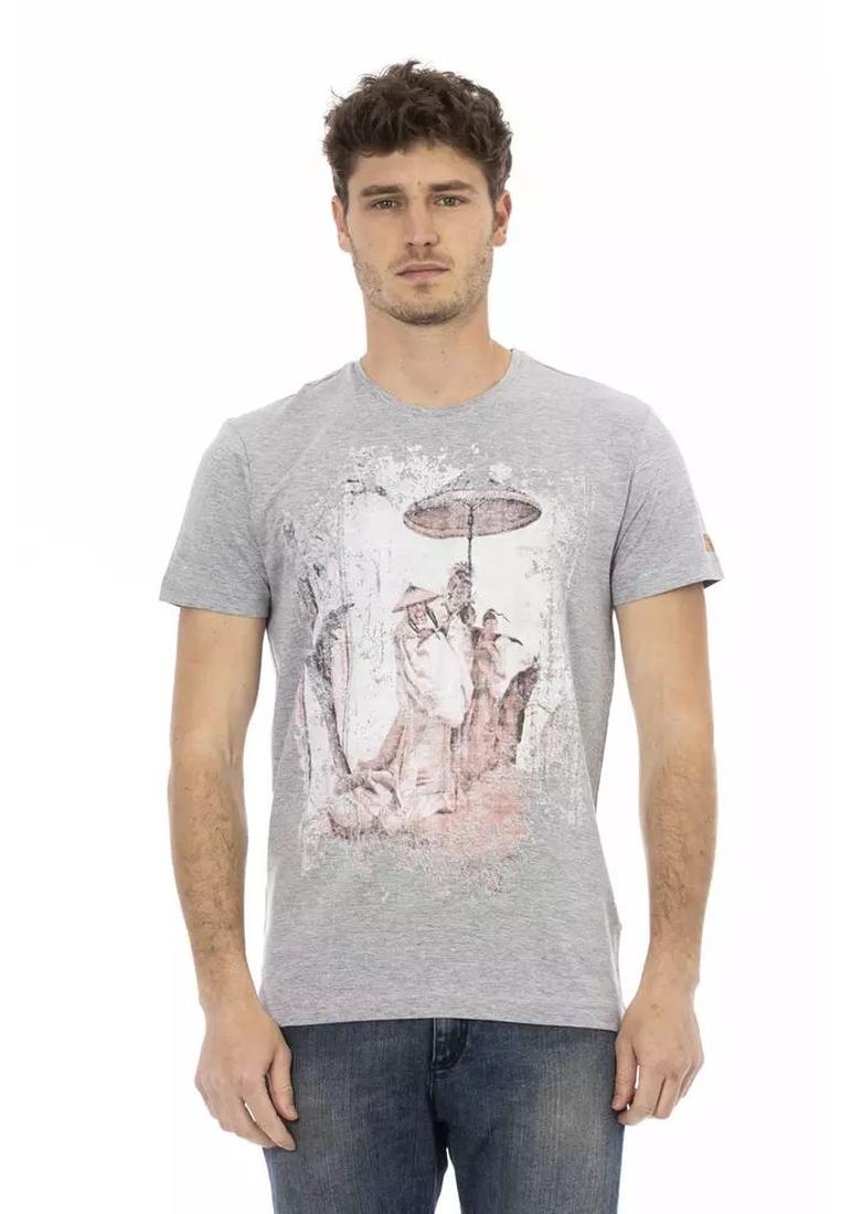 Trussardi Action Mens Gray Cotton T-Shirt - Grey - Size Medium