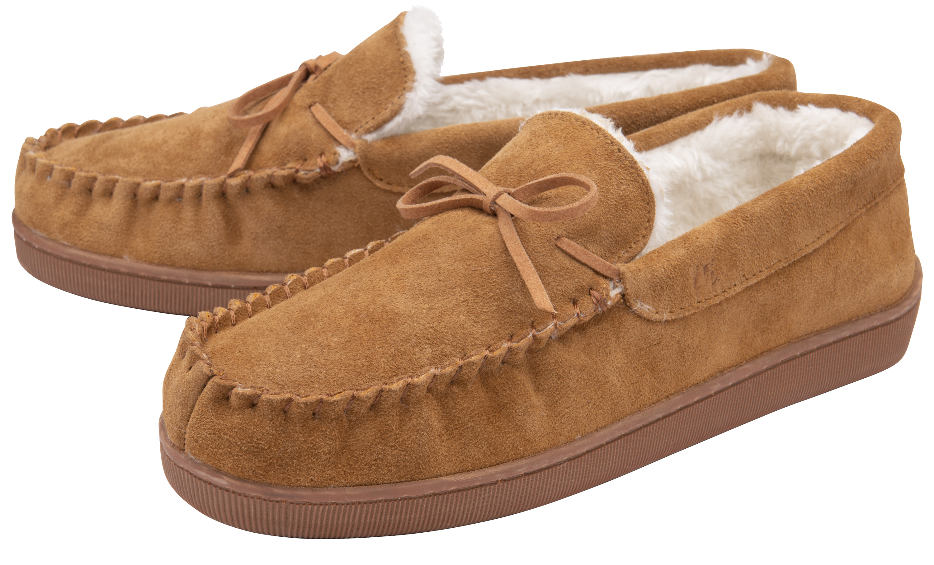 Dunlop - Mens Real Suede Leather Fleece Lined Moccasin Slippers (9, Dark Brown) - Size 12 (UK Shoe)