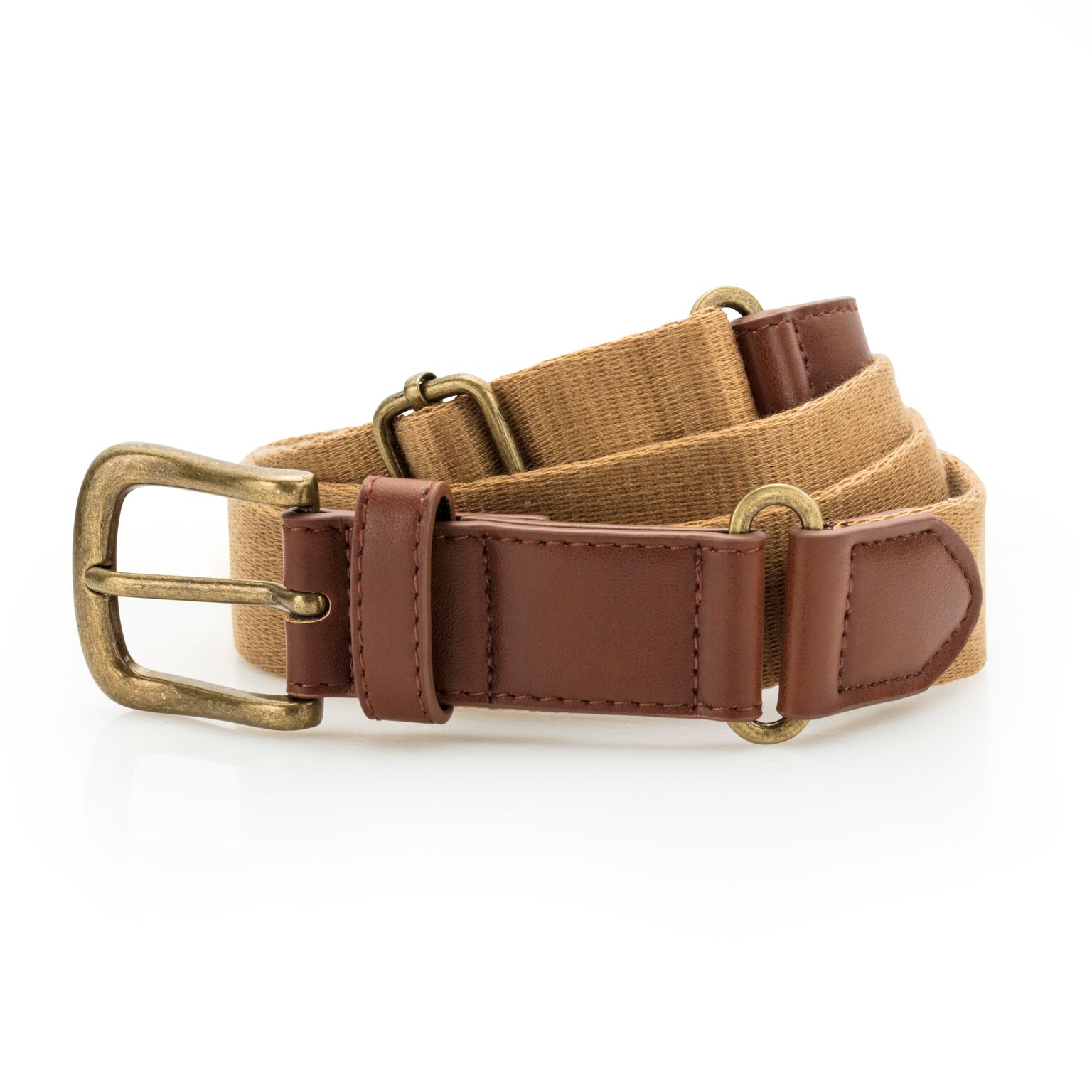 Asquith & Fox Mens Faux Leather And Canvas Belt (Camel) - One Size