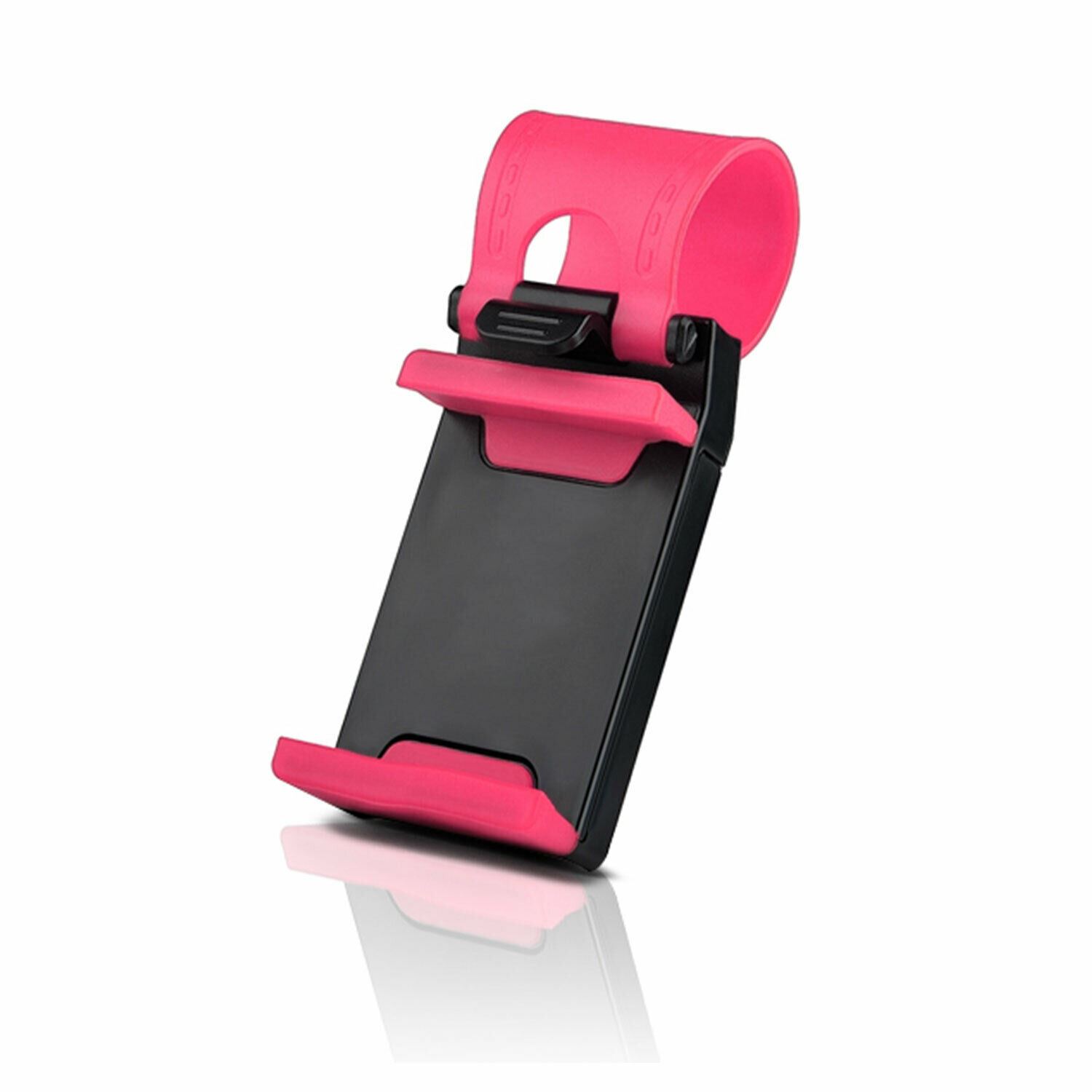 Aquarius Car Steering Wheel Mobile Phone Holder for All Mobiles Pink Rubber - One Size