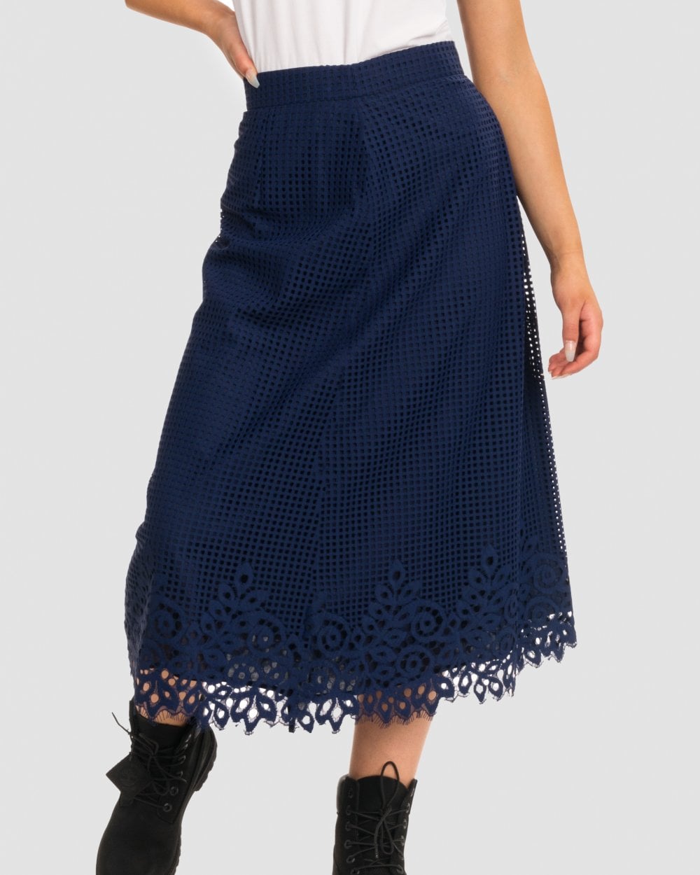 Tommy Hilfiger Helena Laser Cut Womens Skirt - Blue - Size 8 UK