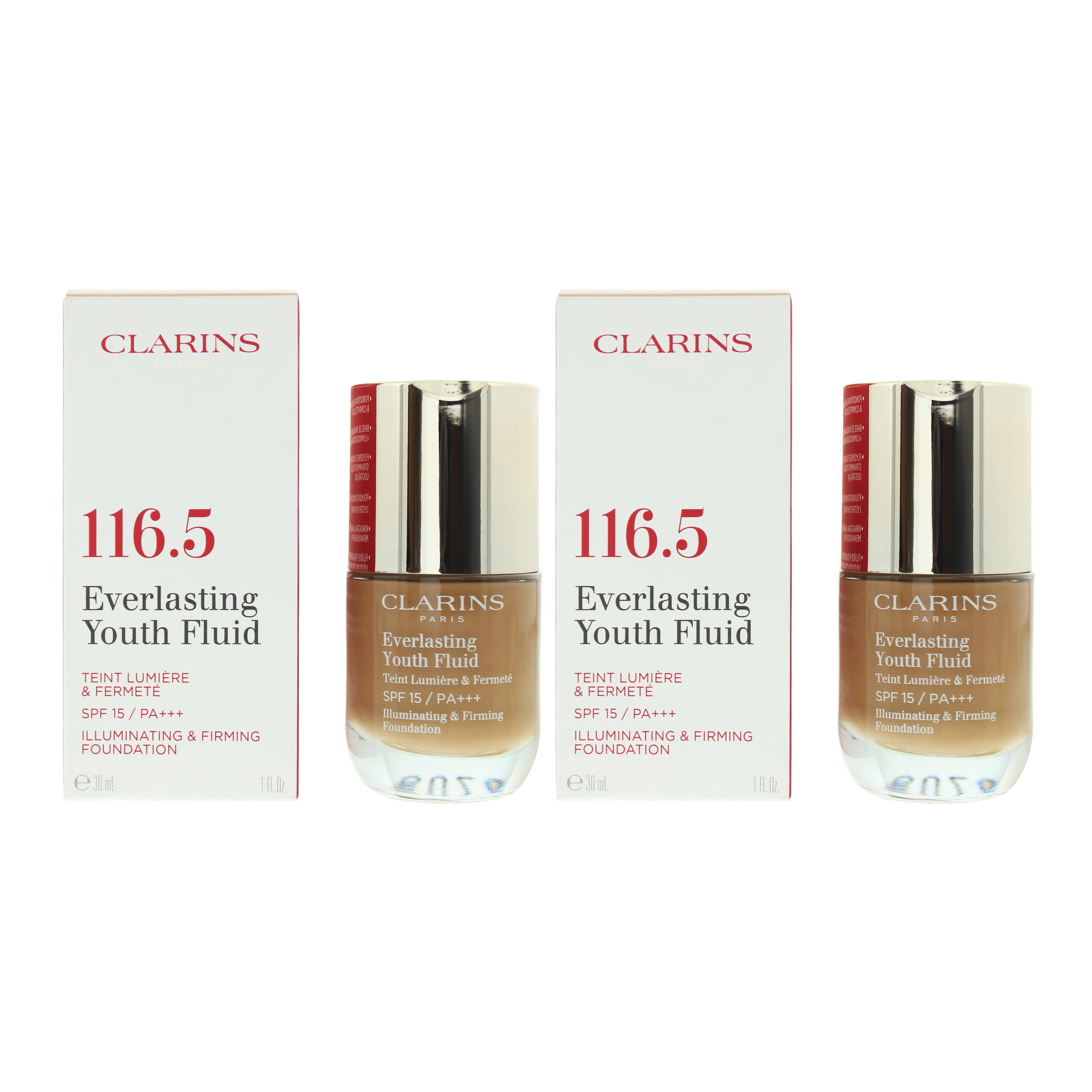 Clarins Womens Everlasting Youth Fluid Foundation 30ml - 116.5 Coffee x 2 - NA - One Size