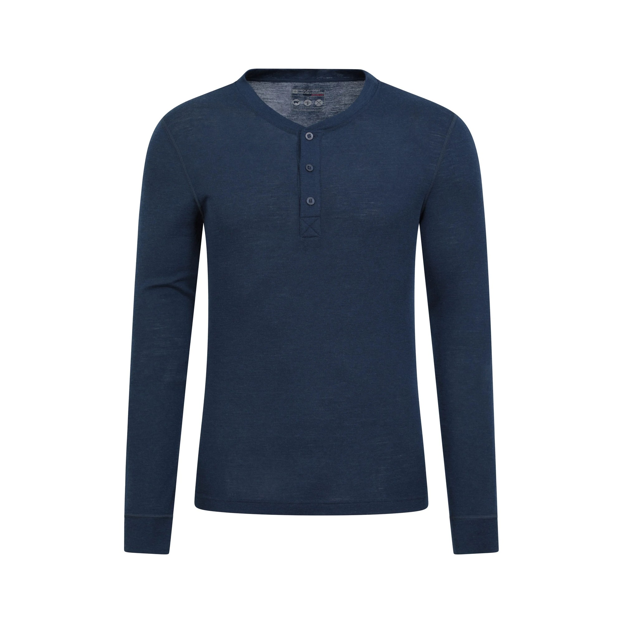 Mountain Warehouse Mens Merino Wool Henley Thermal Top (Navy) - Size X-Large