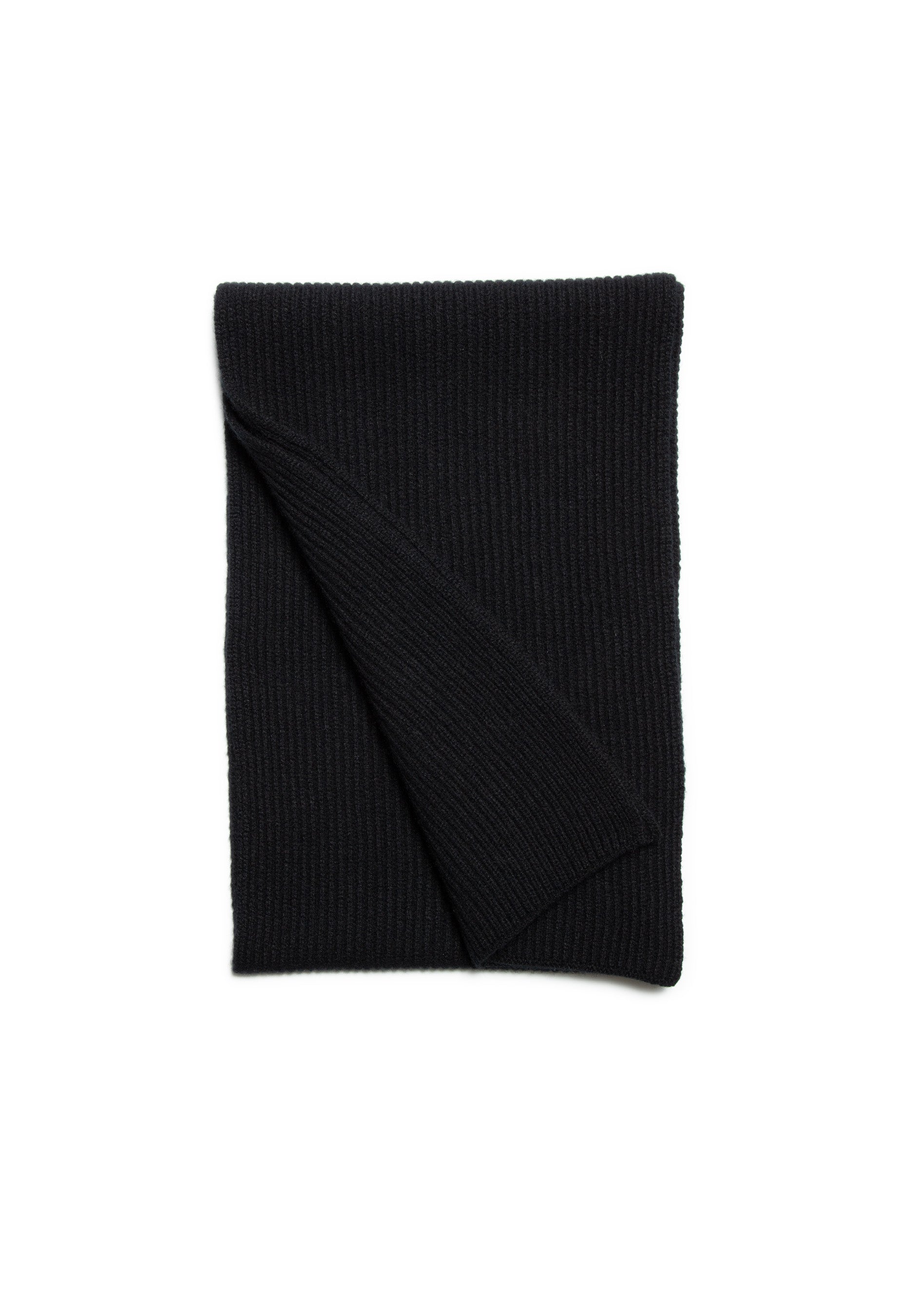 Private White Mens The Cashmere Ribbed Scarf-Ivory Black - One Size