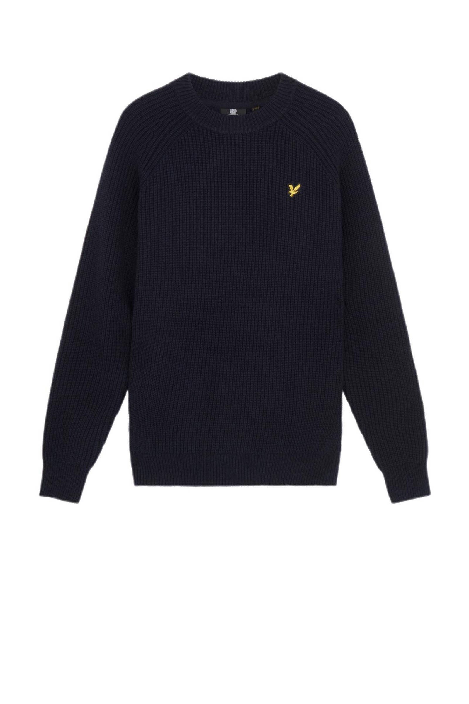 Lyle & Scott Mens Shaker Stitch Mock Neck Jumper in Navy - Marine Wool (archived) - Size X-Large