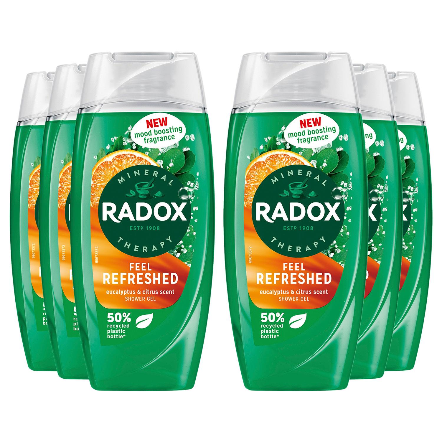 Radox Womens Shower Gel Feel Refreshed With eucalyptus & citrus Scent, 225ml, 6 Pack - NA - One Size