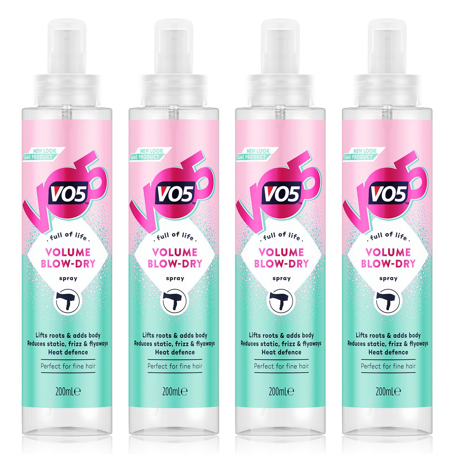 VO5 Womens Full of Life Volume Blow Dry Spray For Perfect Fine Hair, 4x 200ml - NA - One Size