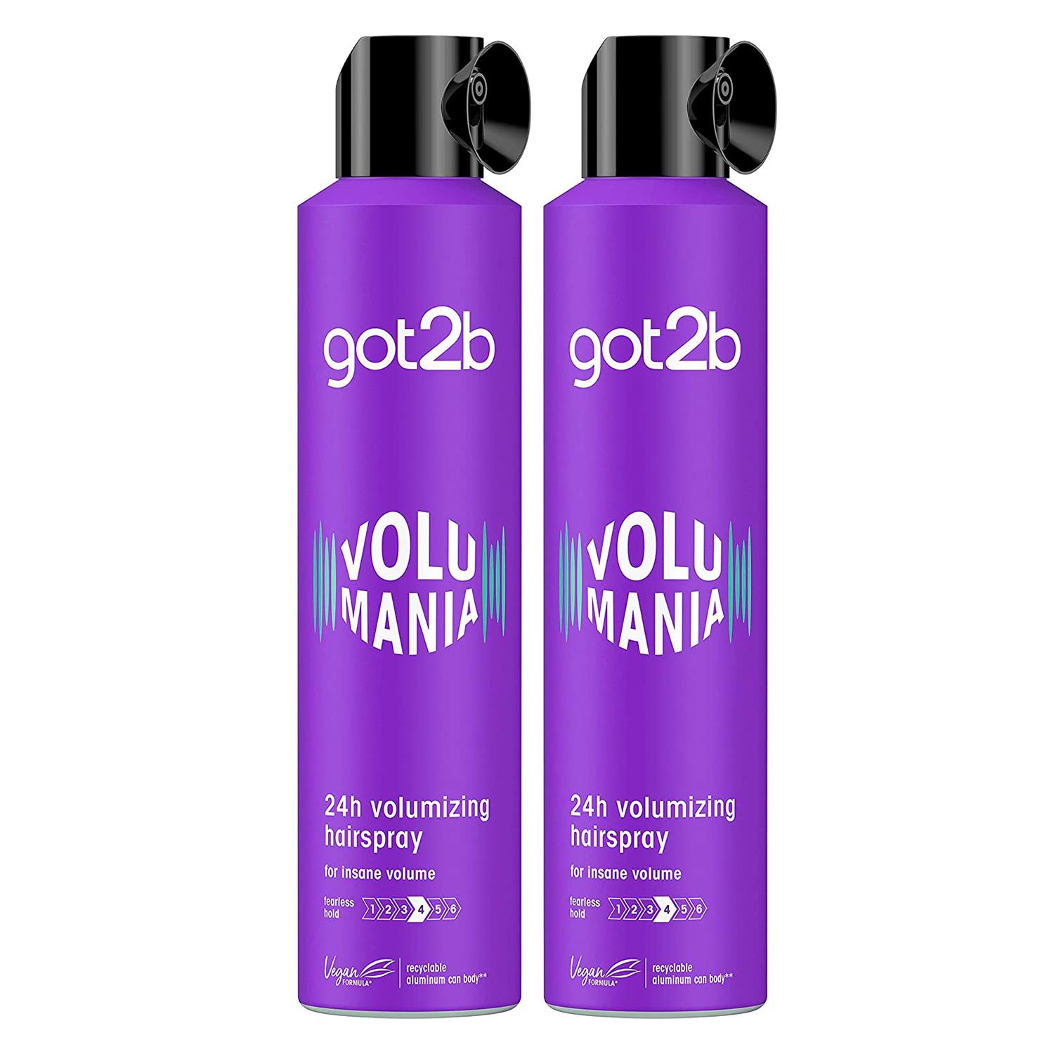 Schwarzkopf Womens Got2b Volumania Hairspray 24H Strong Hold & Insane Volume, 300ml, 2 pack - NA Lace - One Size