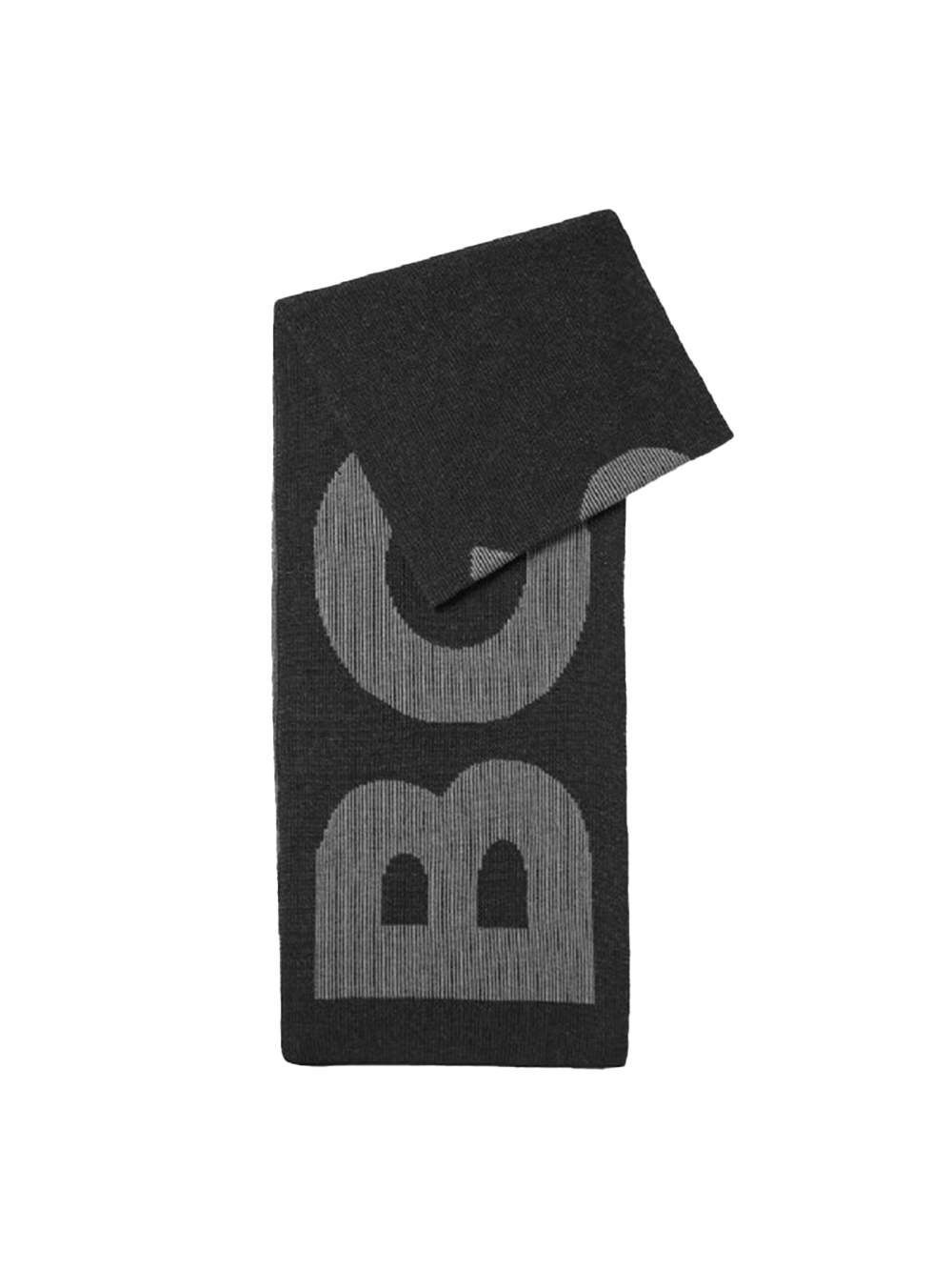 Boss Mens Logo Scarf - Black Cotton - One Size