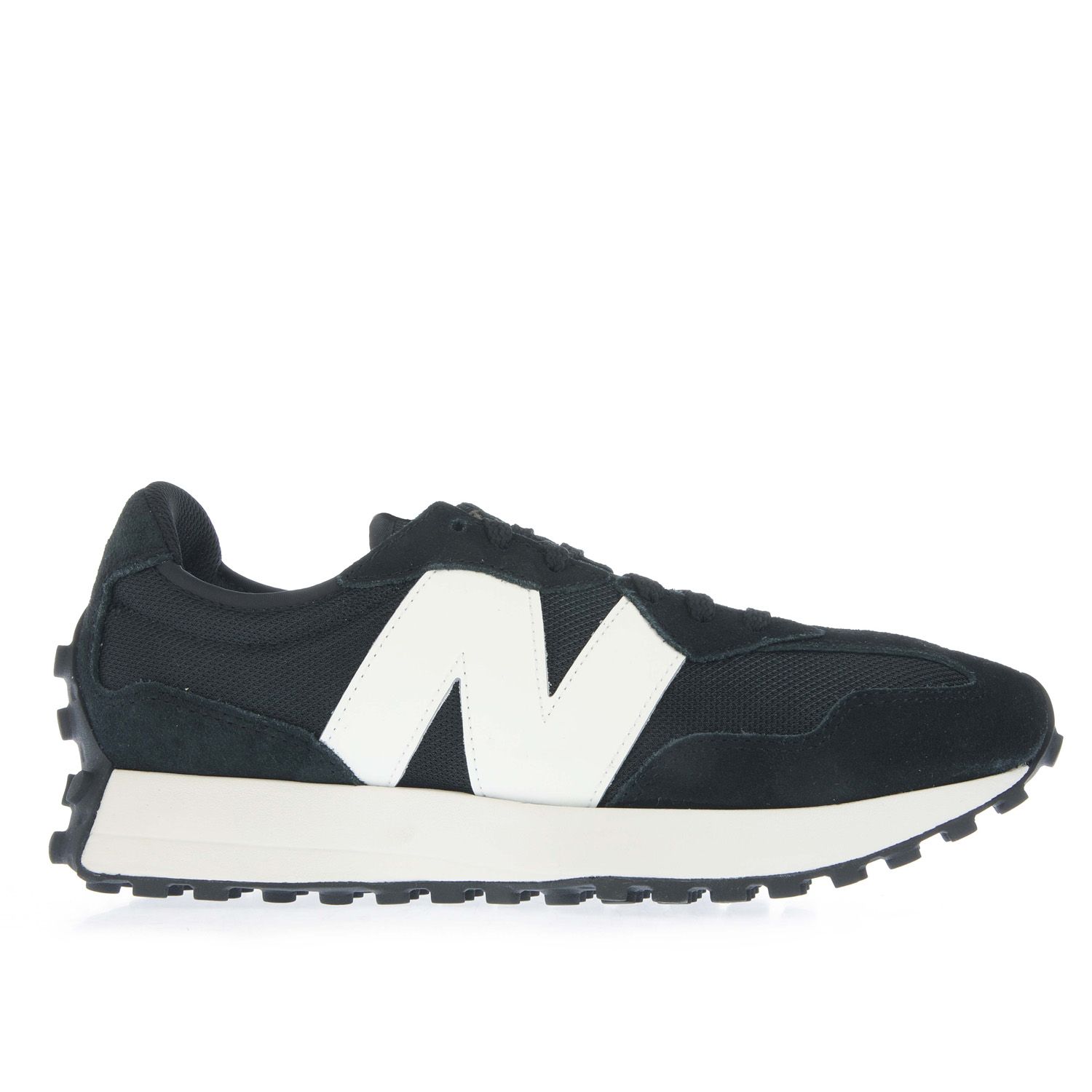 New Balance Mens 327 Trainers in Black-White Mesh - Size UK 8