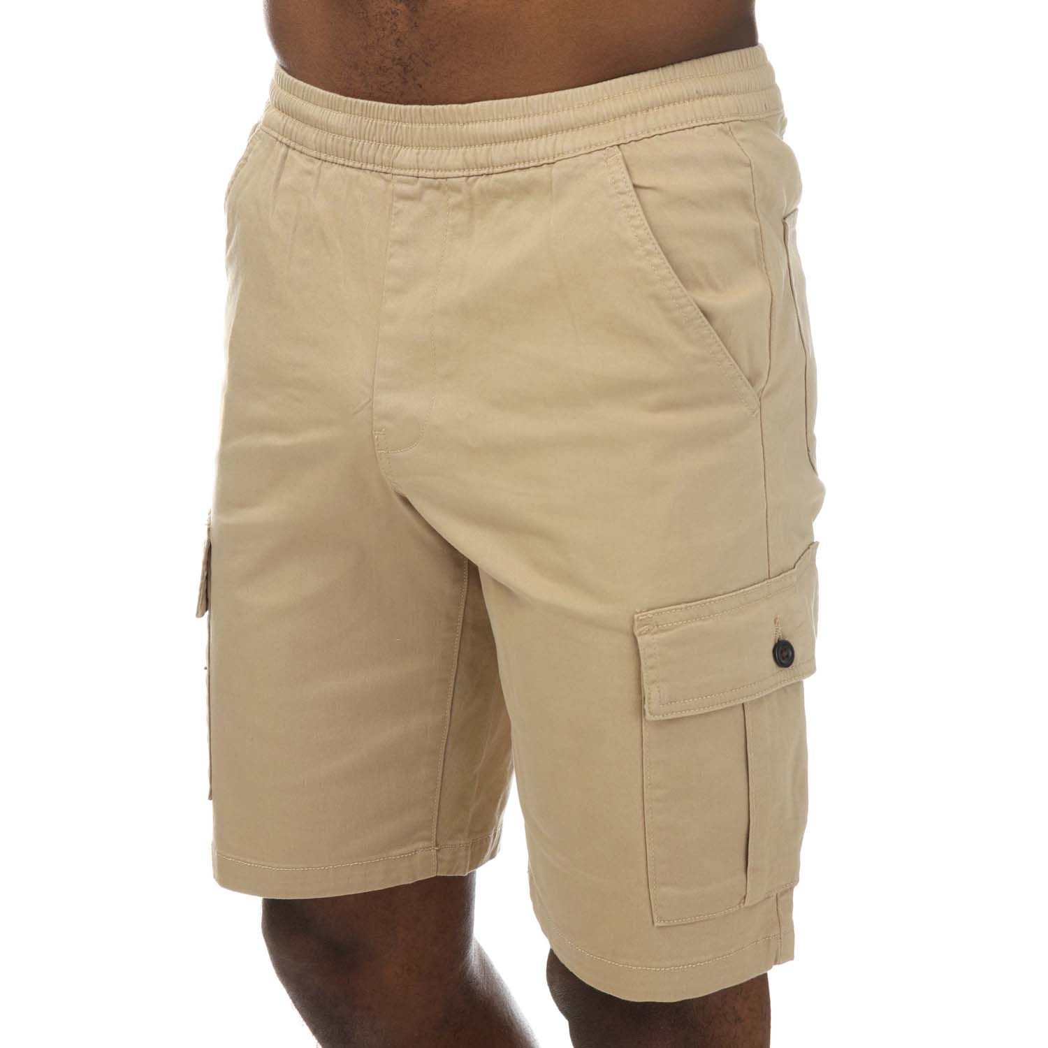 Farah Mens Crane Cargo Short in Sand Cotton - Size Small