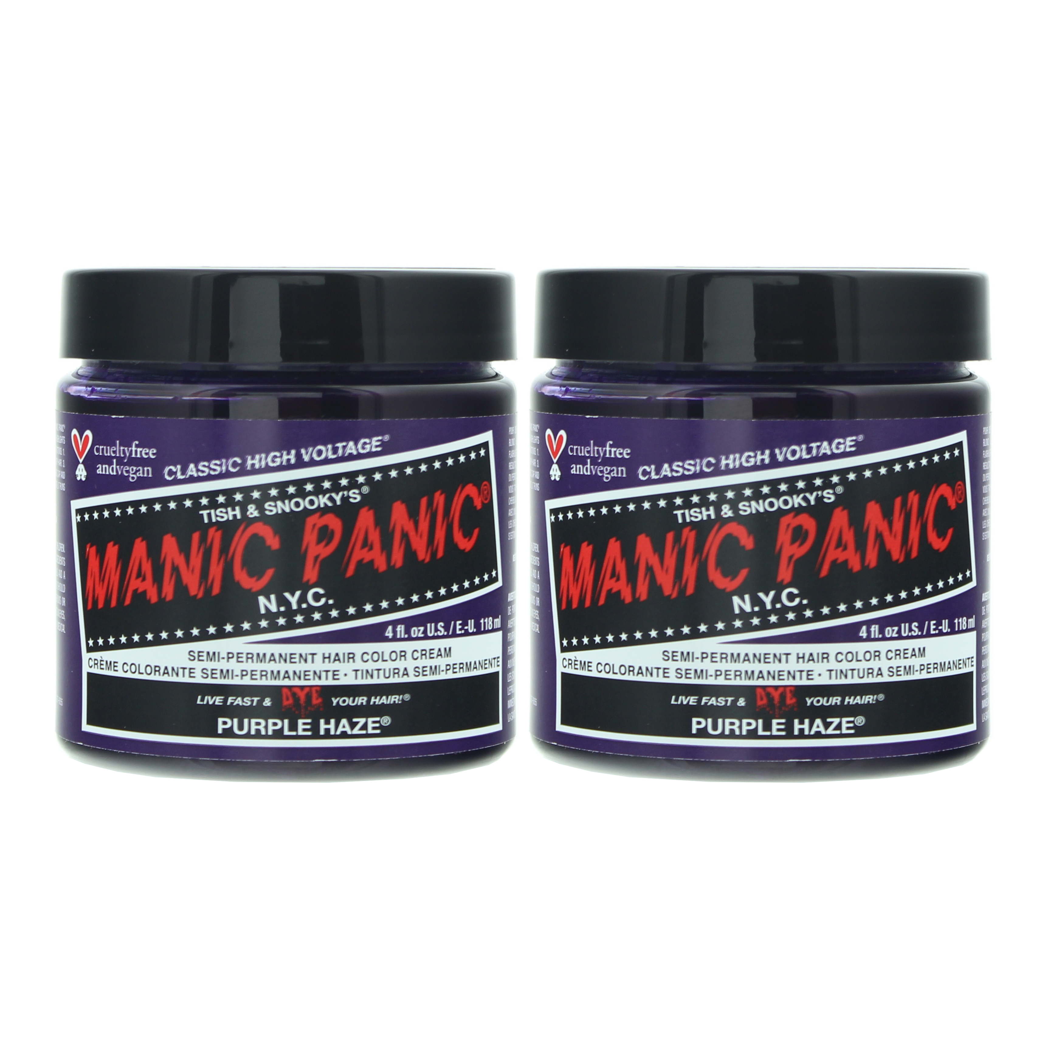 Manic Panic Womens High Voltage Semi Permanent Hair Color Cream 118ml Purple Haze X 2 - One Size