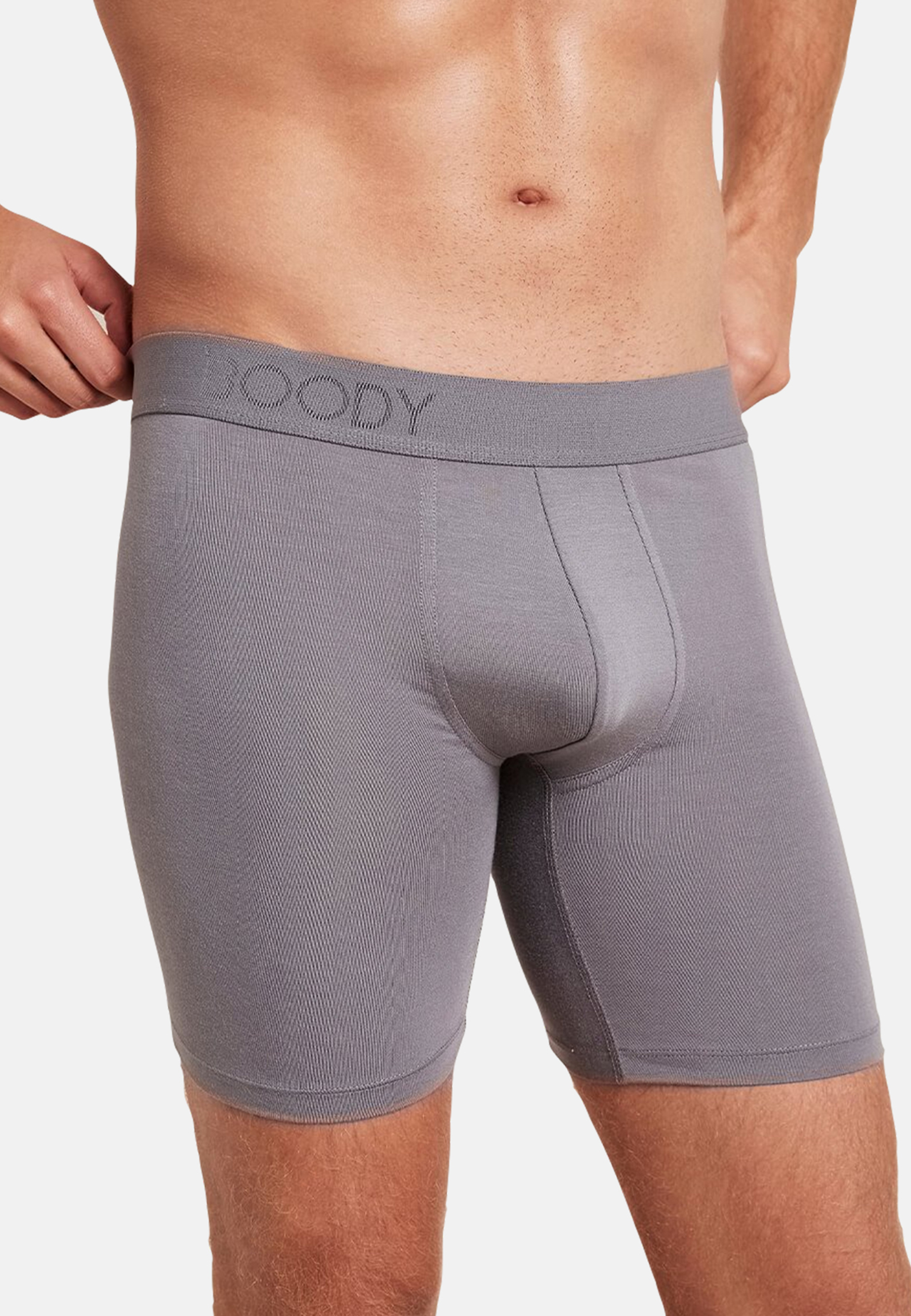 Boody Organic Bamboo Mens Everyday Long Boxer - Grey - Size Medium