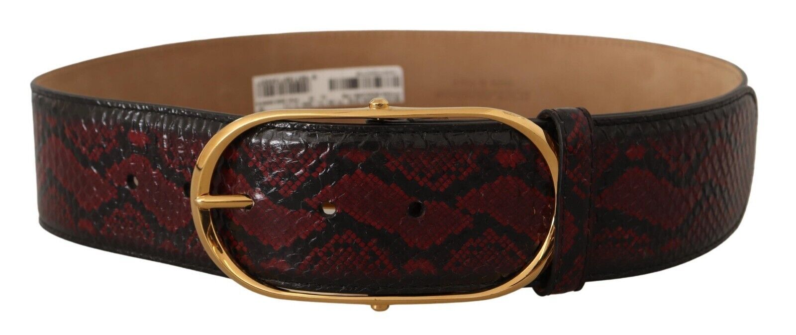 Dolce & Gabbana WoMens Red Exotic Leather Gold Oval Buckle Belt - Size 75 cm