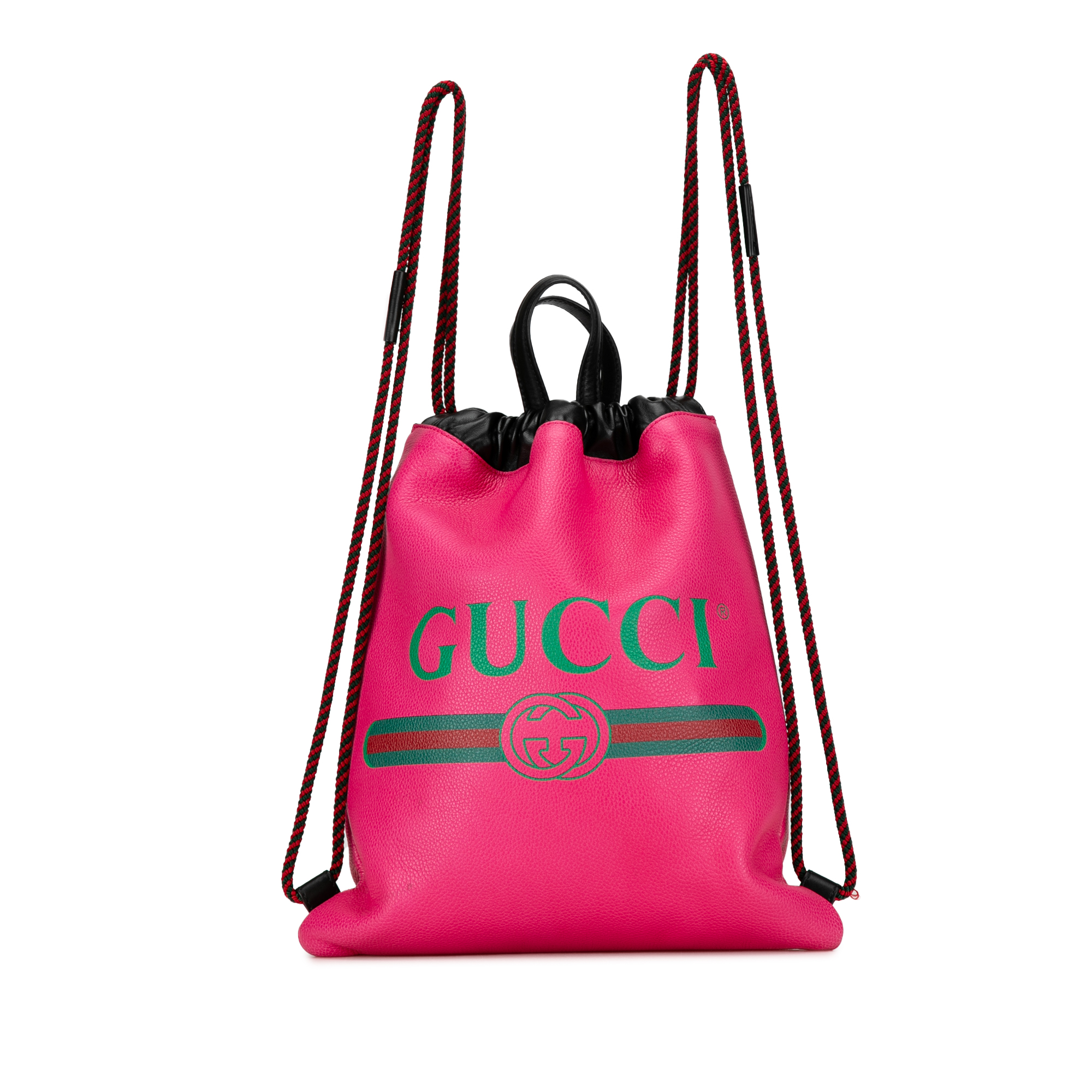 Gucci Pre-owned Womens Vintage Logo Drawstring Backpack Pink Calf Leather - One Size