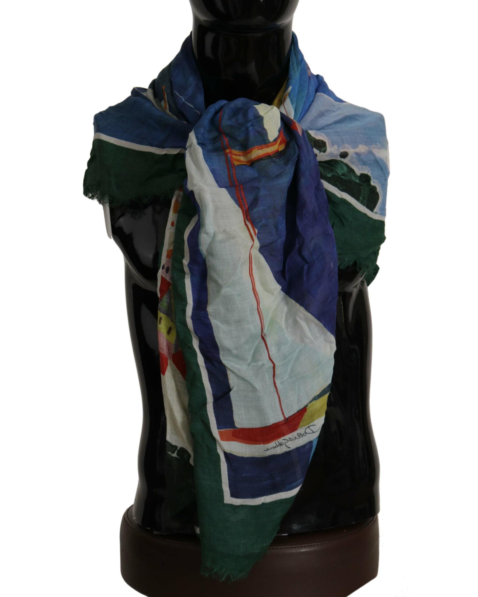 Dolce & Gabbana Womens Square Scarf with Multicolor Sorrento DG Logo Print - Multicolour - One Size