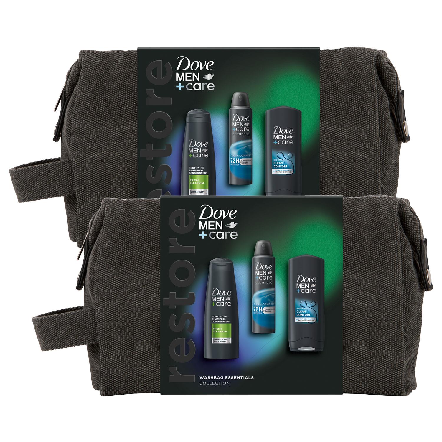 Dove Mens M+C Restore Essentials Washbag Gift Set for Him, 2pk - One Size