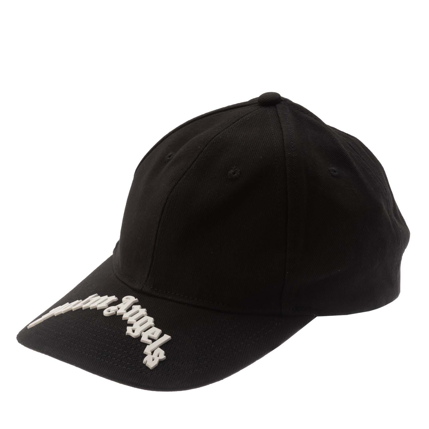 Palm Angels Mens Accessories Curved Logo Cap in Black-White - One Size