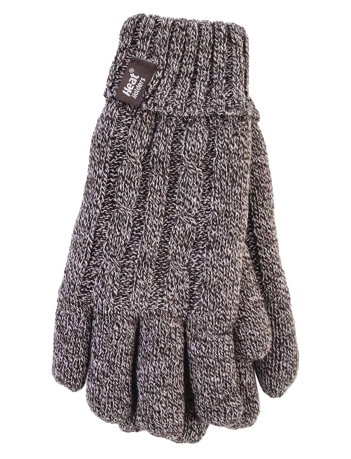 Heat Holders - Womens Cable Knit 2.3 tog Gloves for Winter - Beige - Size Medium