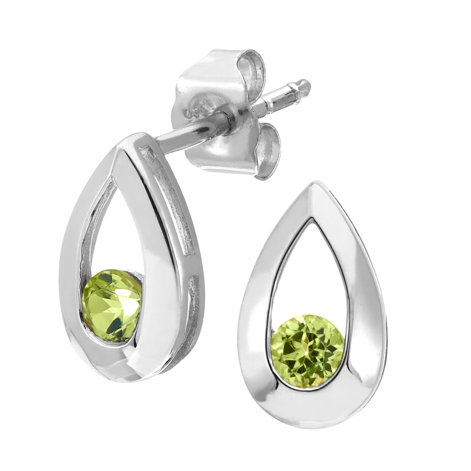 Diamant L'Eternel Womens 9ct WhiteGold 0.25ct Peridot Tear Drop Earring - White - One Size