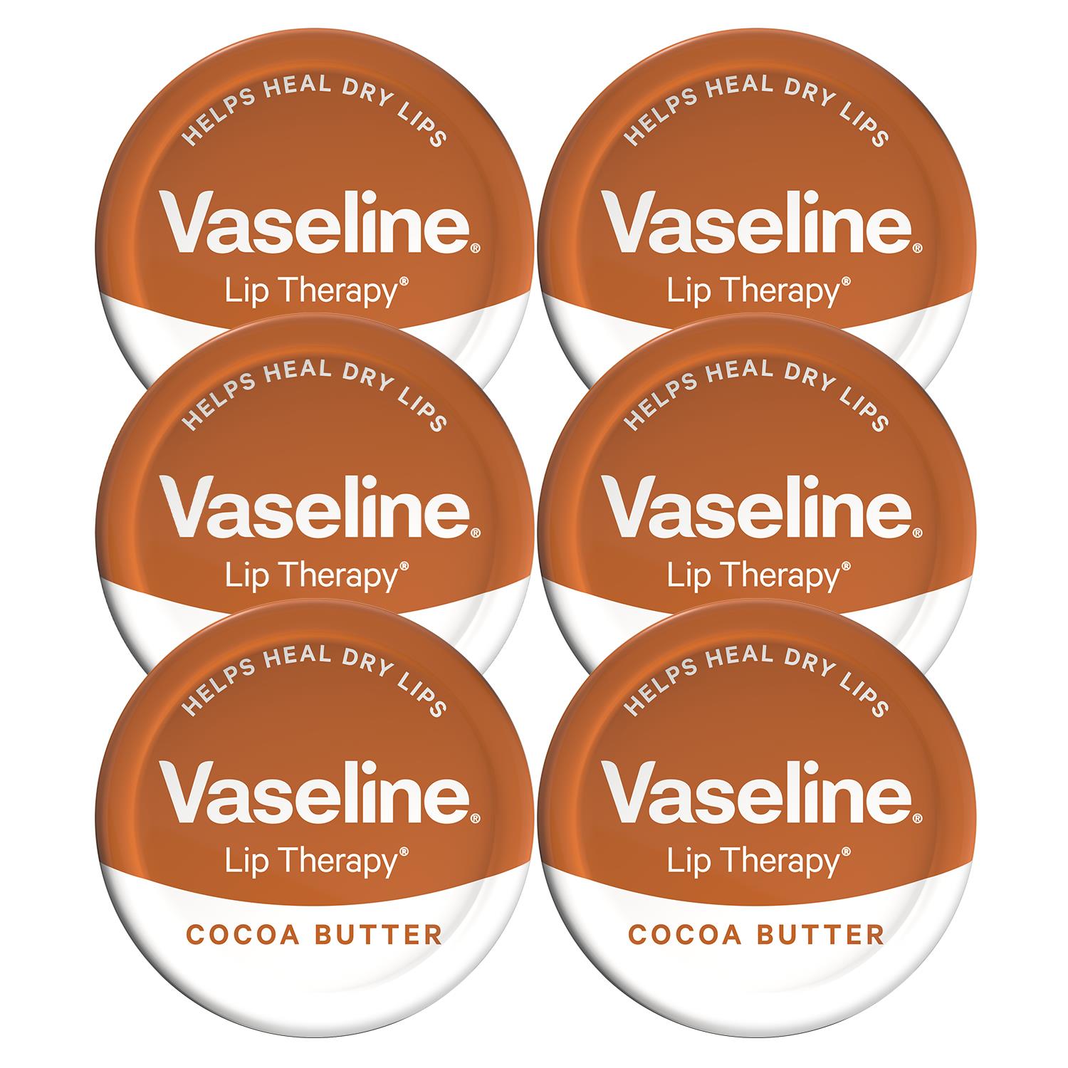 Vaseline Unisex Lip Therapy Petroleum Jelly Cocoa Butter 20gm, 6 Pack - Brown - One Size