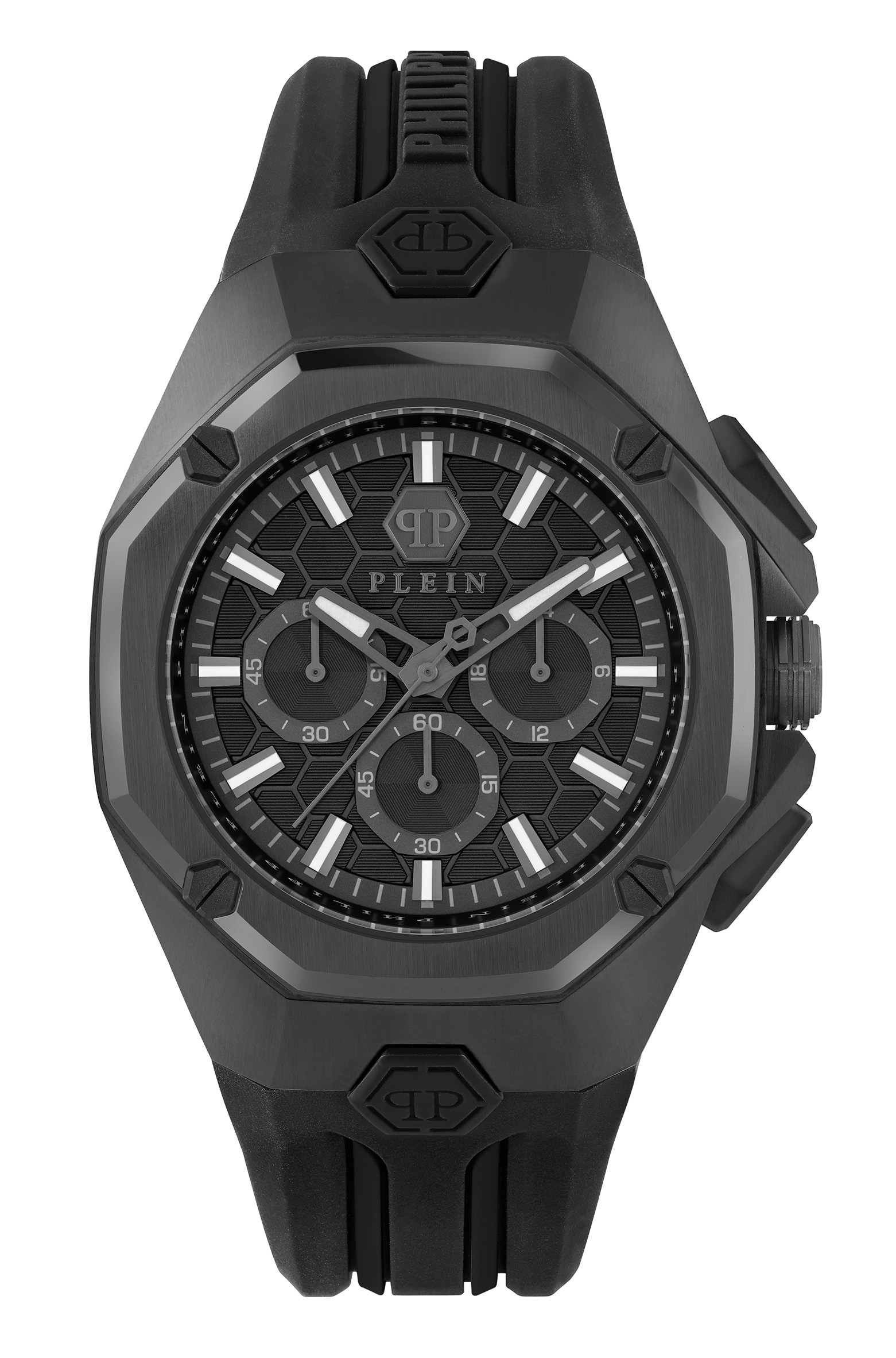 Philipp Plein Octagon Mens Black Watch PWTBA0623 Silicone - One Size