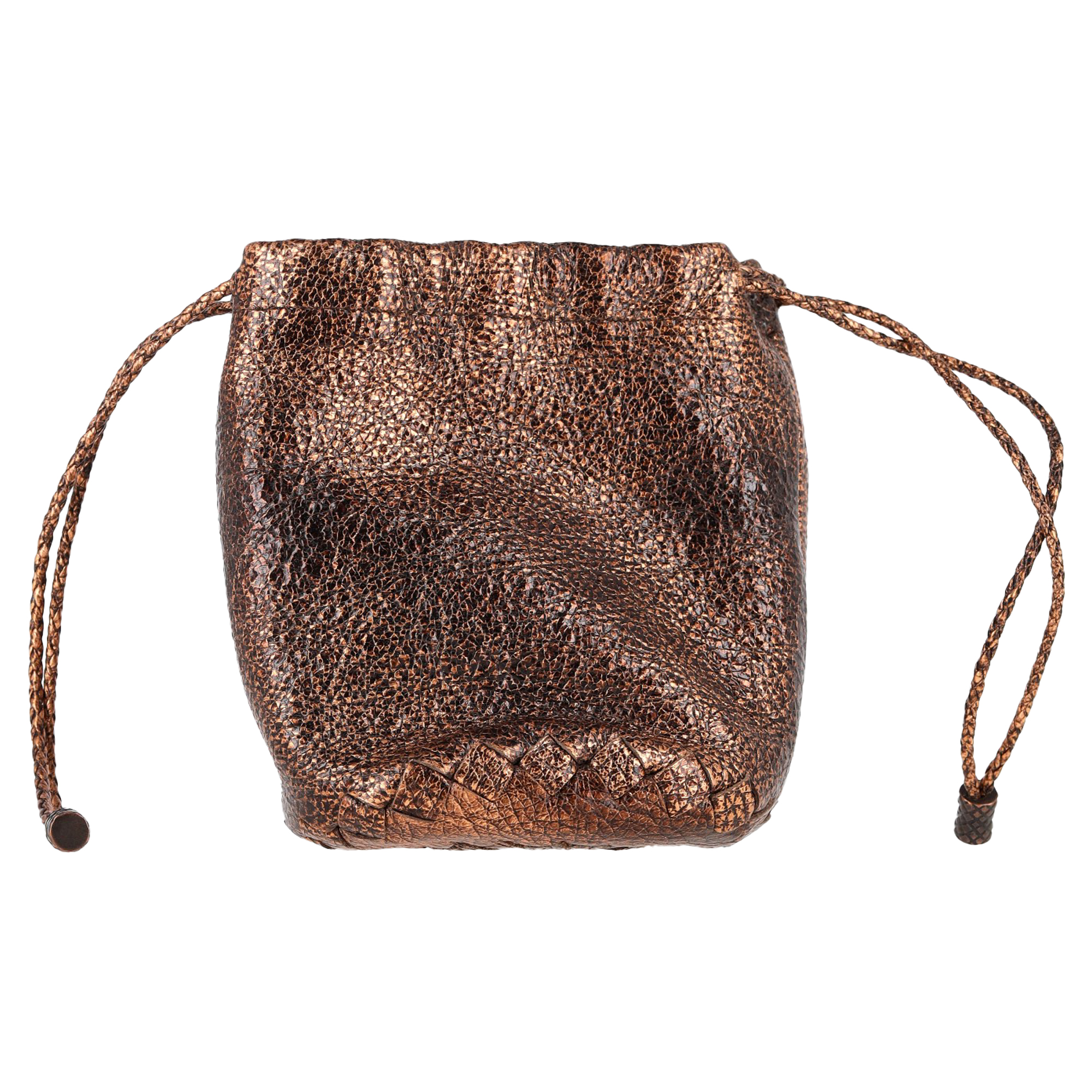 Bottega Veneta Pre-owned Womens Drawstring Pouch in Bronze Cervo Leather - One Size