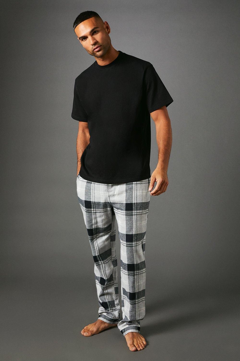 Maine Mens Grey Marl Brushed Check Pyjama Bottom Cotton - Size 2XL