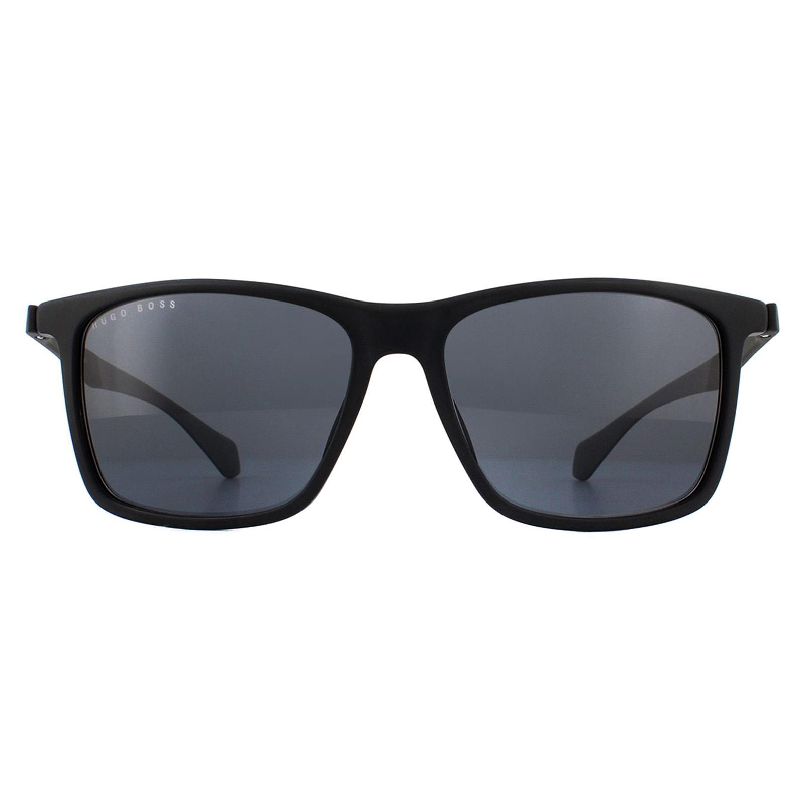 Hugo Boss Rectangle Mens Matte Black Grey Sunglasses - One Size