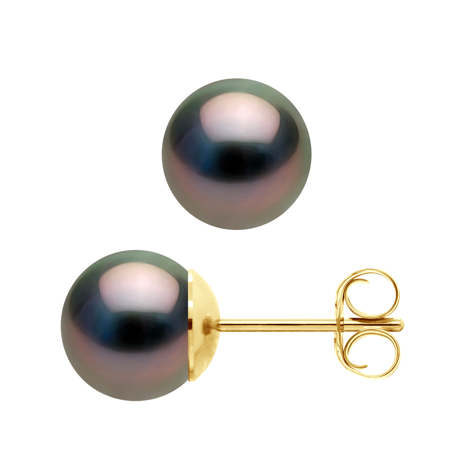 Diadema Womens - Earrings Yellow Gold and Real Tahitian Pearls - Natural - One Size