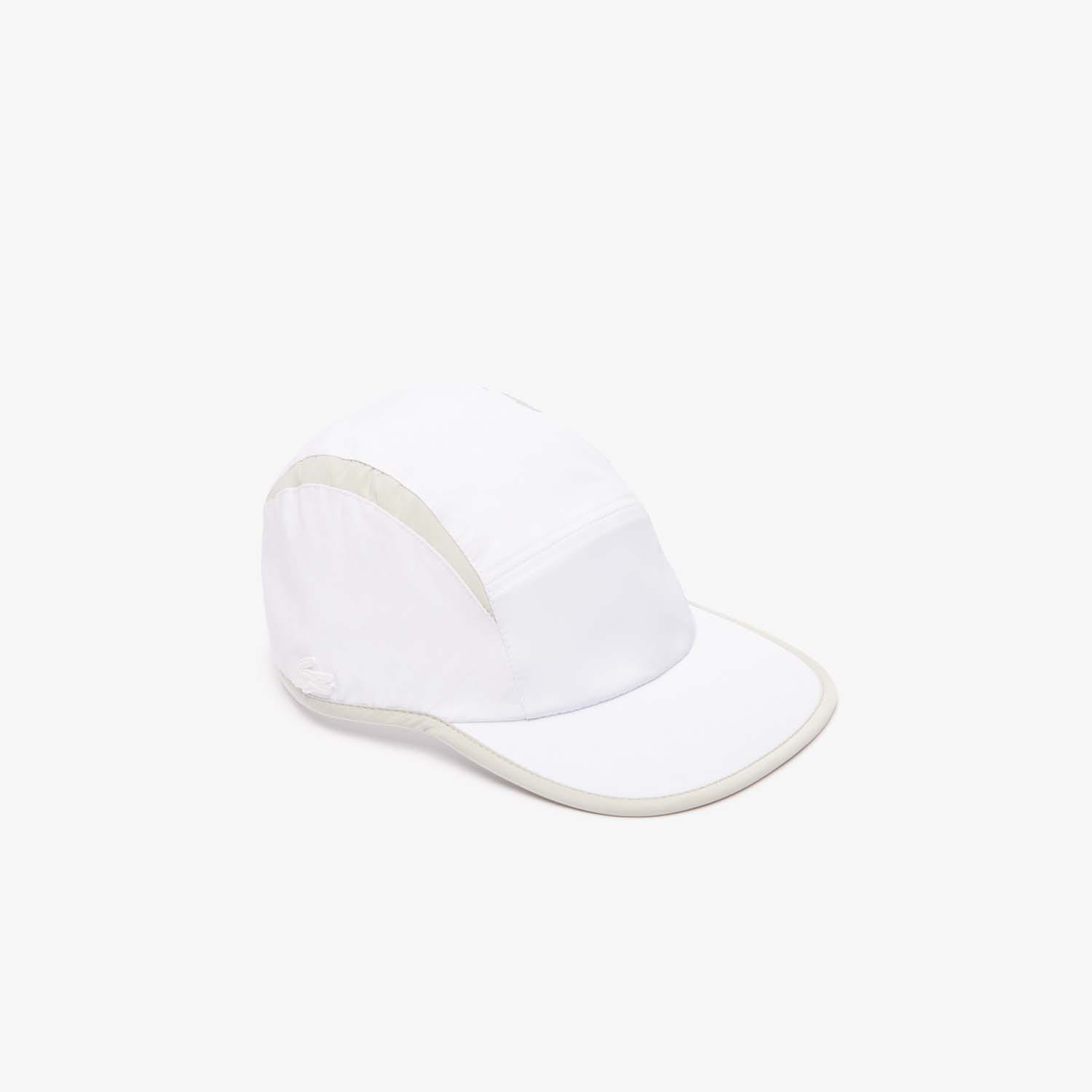 Lacoste Unisex Accessories Jockey Cap with Contrast Cutouts in White Polyamide - One Size