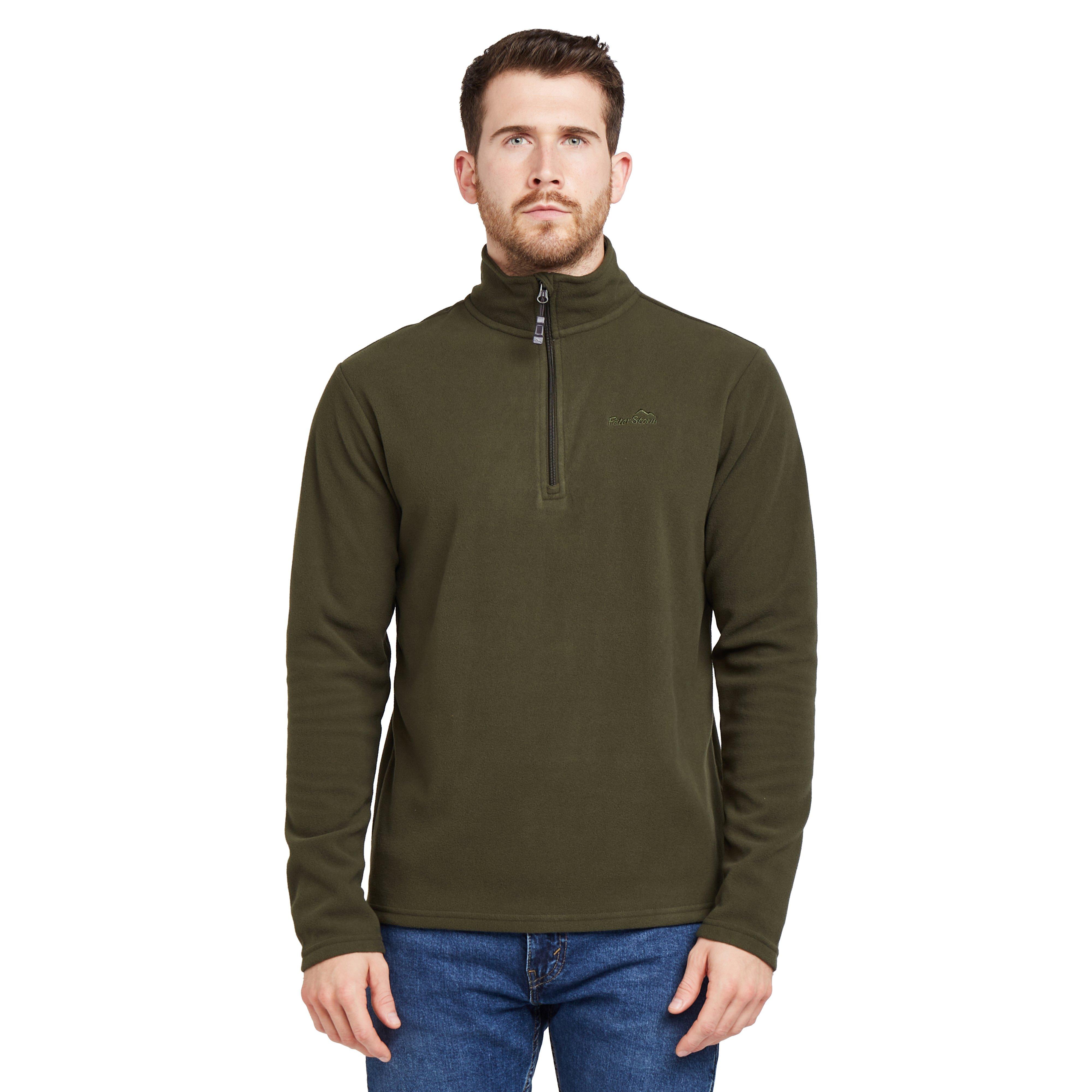 Peter Storm Mens Bracken Half Zip Recycled Fleece, Walking & Hiking Mid-layer - Khaki - Size Large