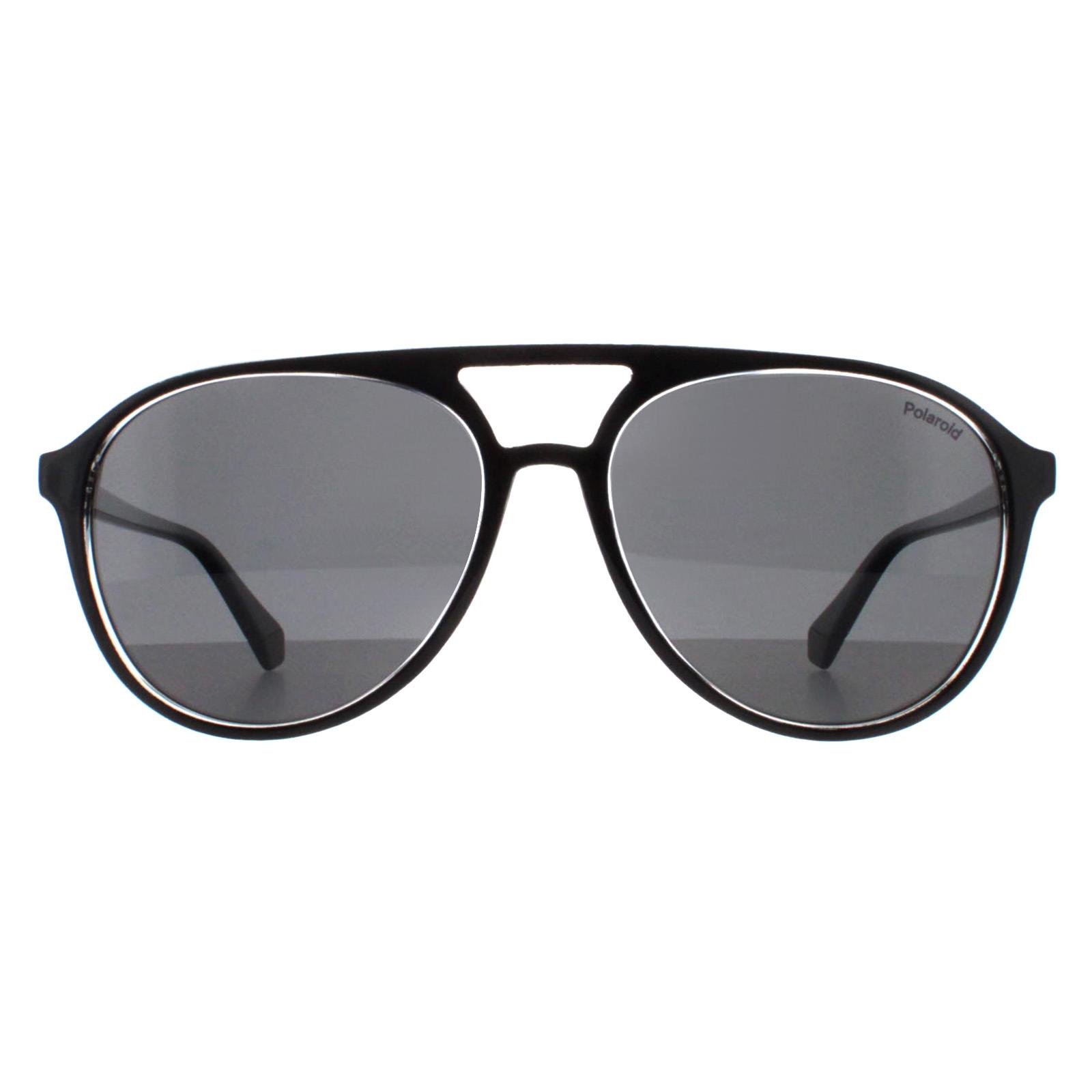 Polaroid Aviator Unisex Black Crystal Grey Polarized PLD 4162/S - One Size