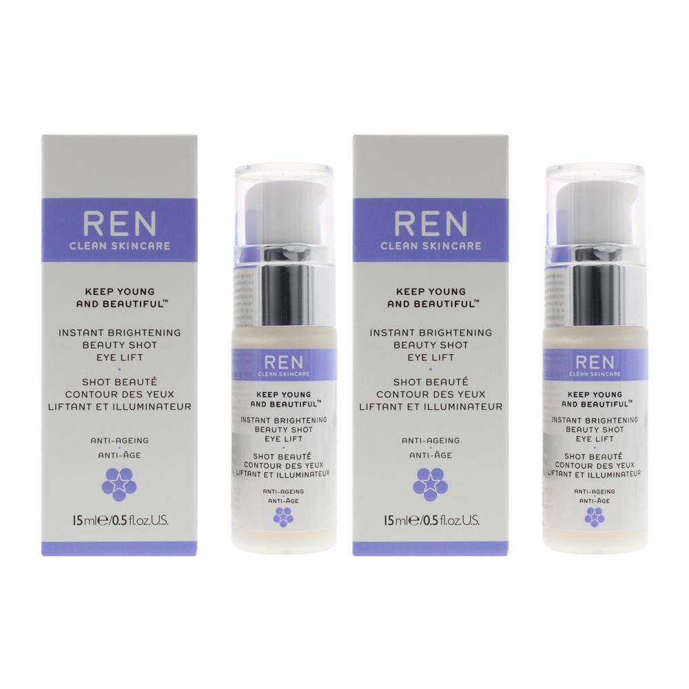 Ren Womens Instant Brightening Beauty Shot Eye Lift 15ml Anti-Ageing x 2 - One Size