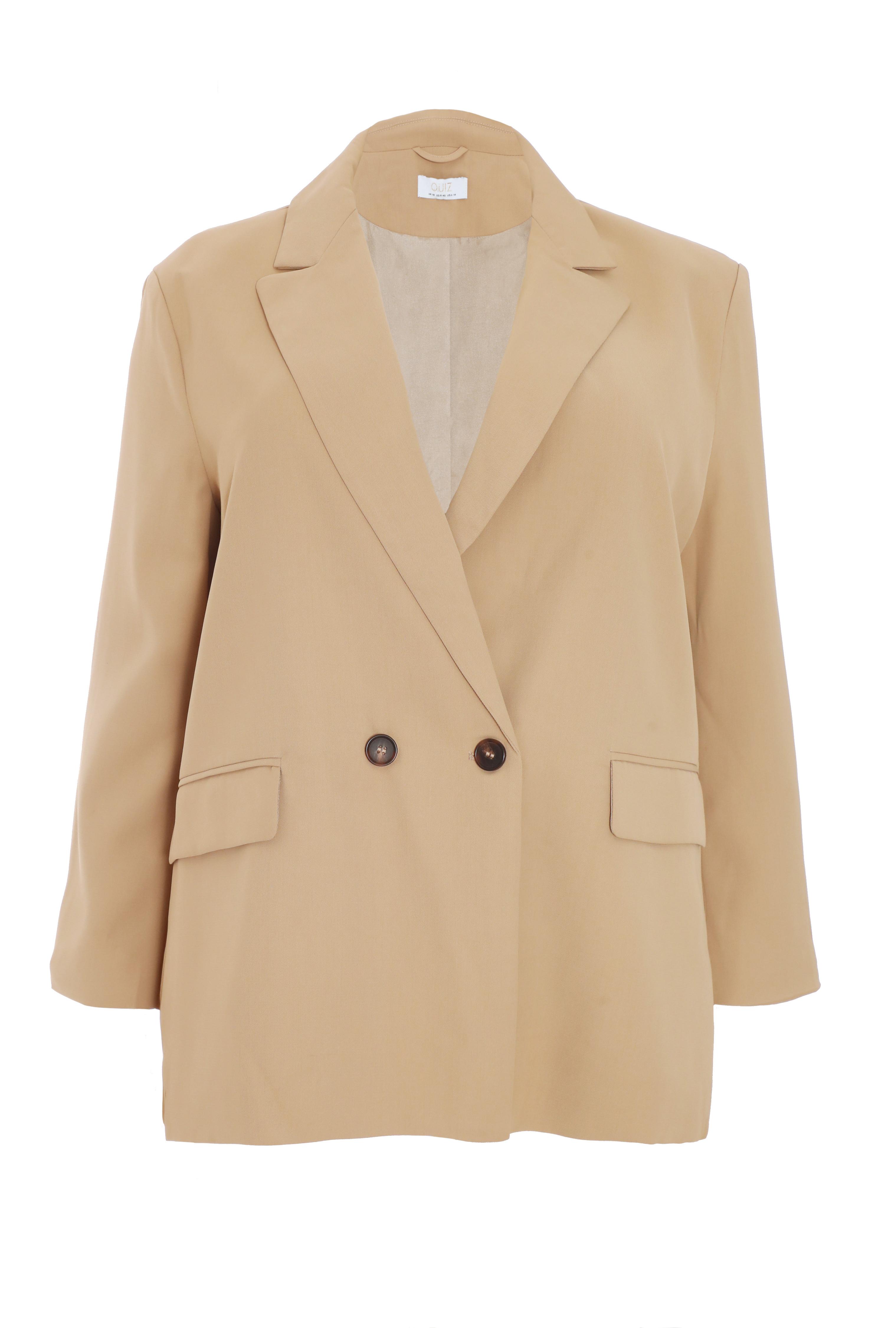 Quiz Womens Curve Camel Oversized Tailored Blazer - Size 16 UK