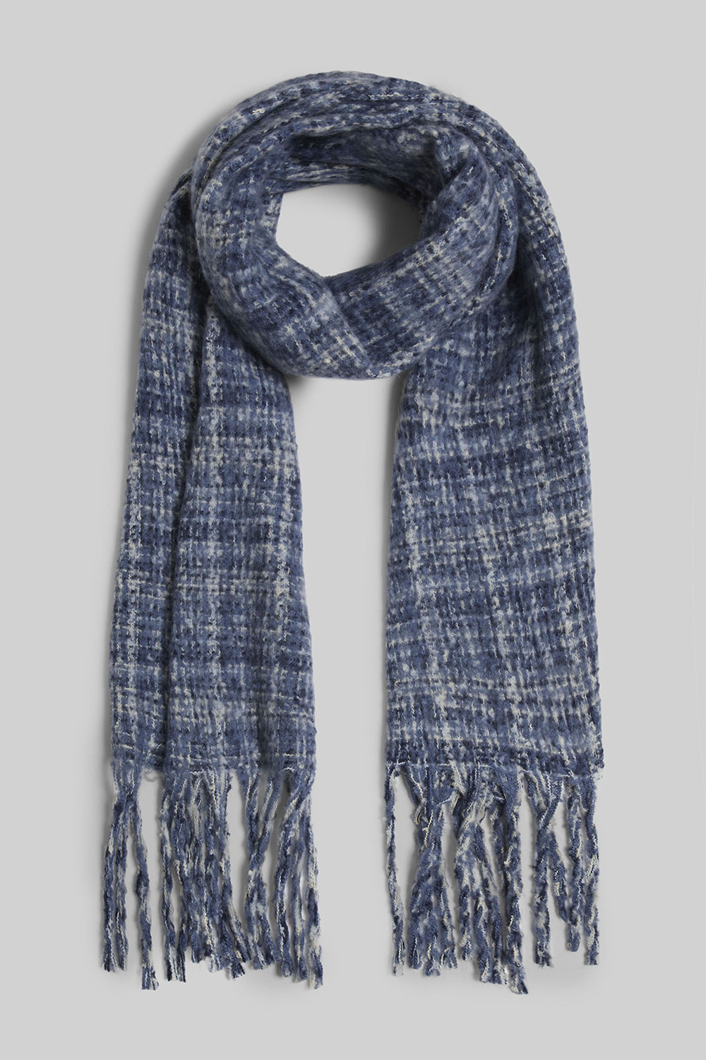 James Lakeland Womens Check Detail Blanket Scarf Blue - One Size