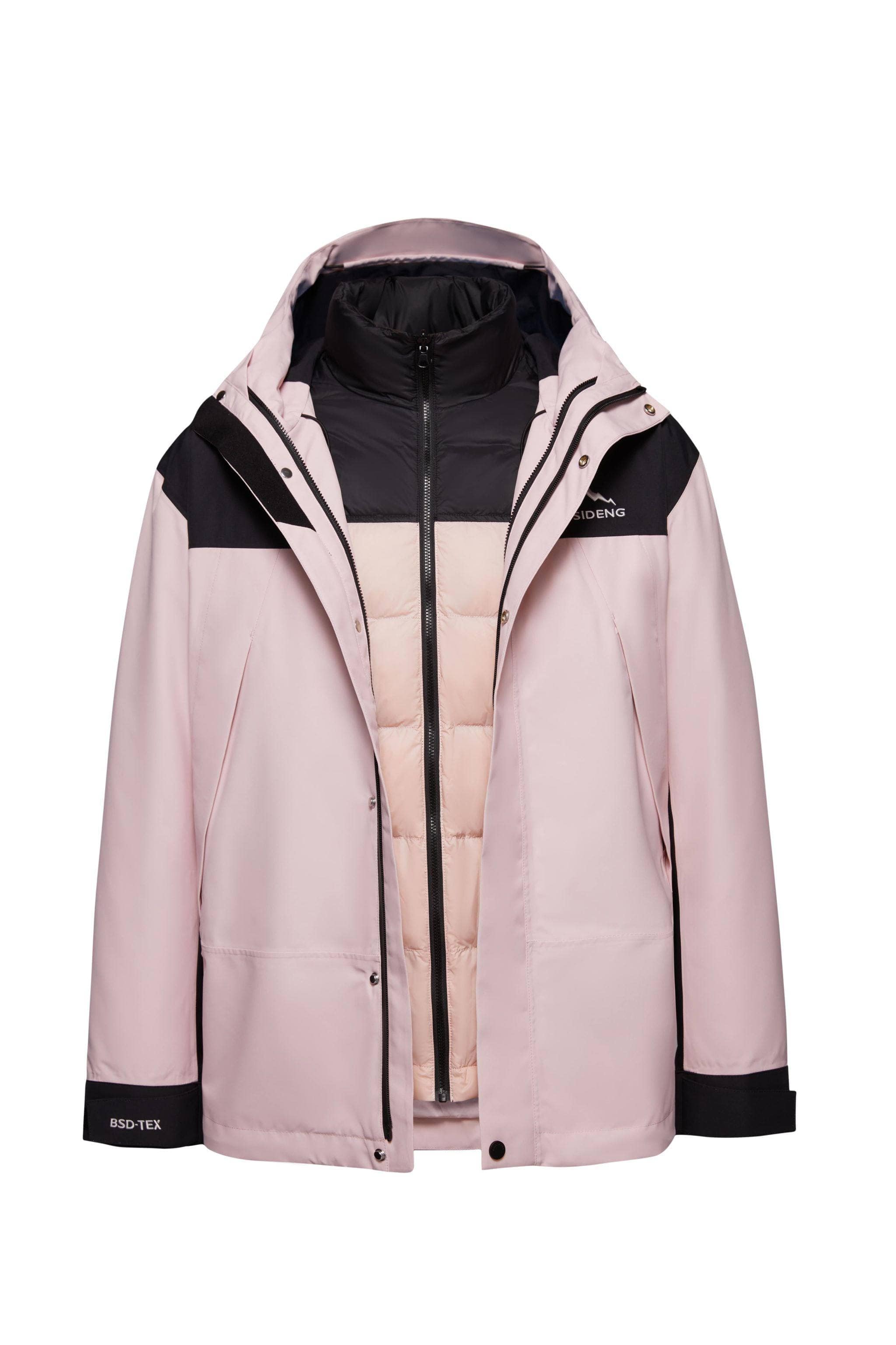 Bosideng Unisex Three In One All Weather Plus Goose Down Contrast Jacket - Pink - Size Medium