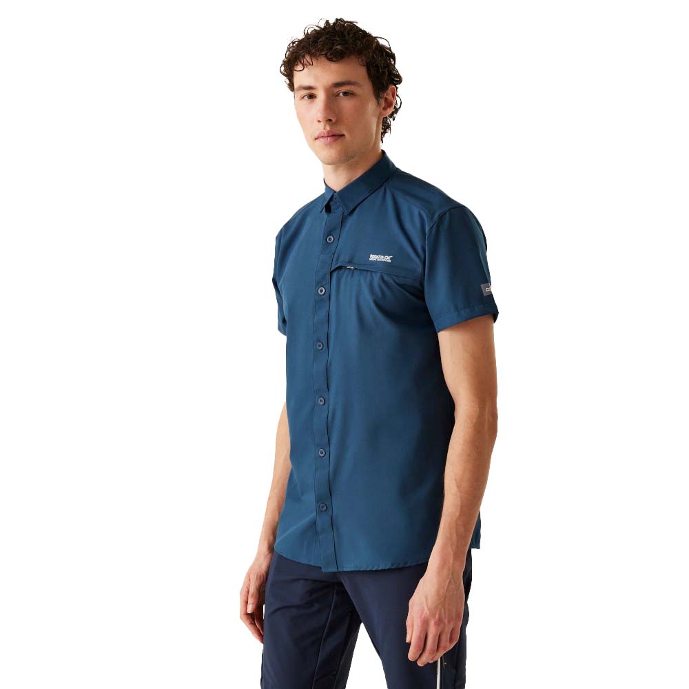 Regatta Mens Travel Packaway Short Sleeve Shirt - Navy - Size Medium