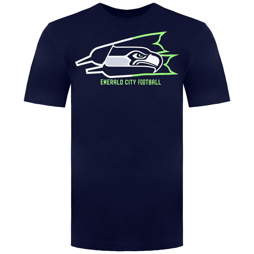 Nike NFL Seattle Seahawks Emerald City Football Mens T-Shirt - Navy - Size 2XL