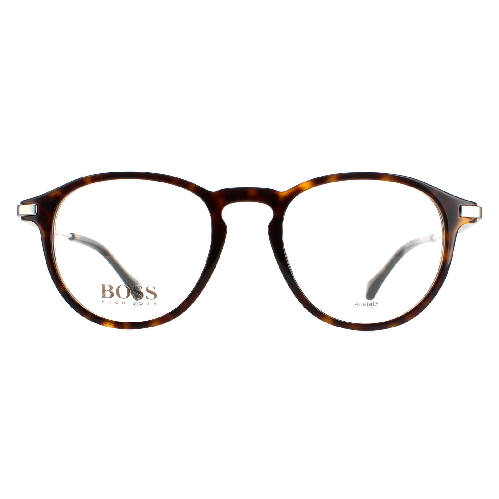 Hugo Boss Round Mens Havana Glasses - Brown - One Size