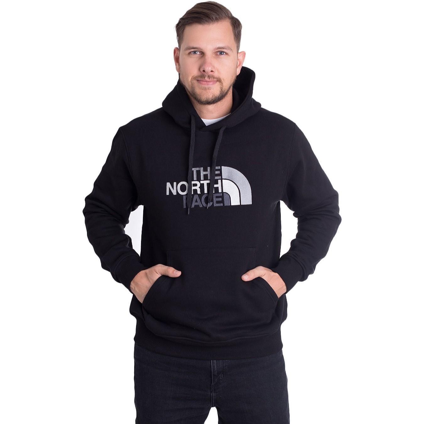 The North Face Mens Drew Peak Embroidery Overhead Hoodie Black Cotton - Size Medium