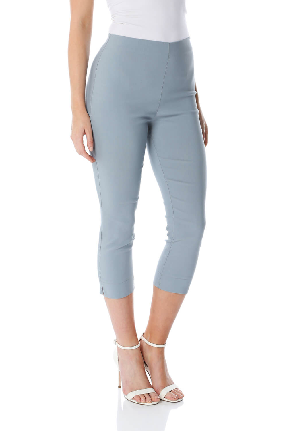 Roman Womens Cropped Stretch Trouser - Grey - Size 14 UK