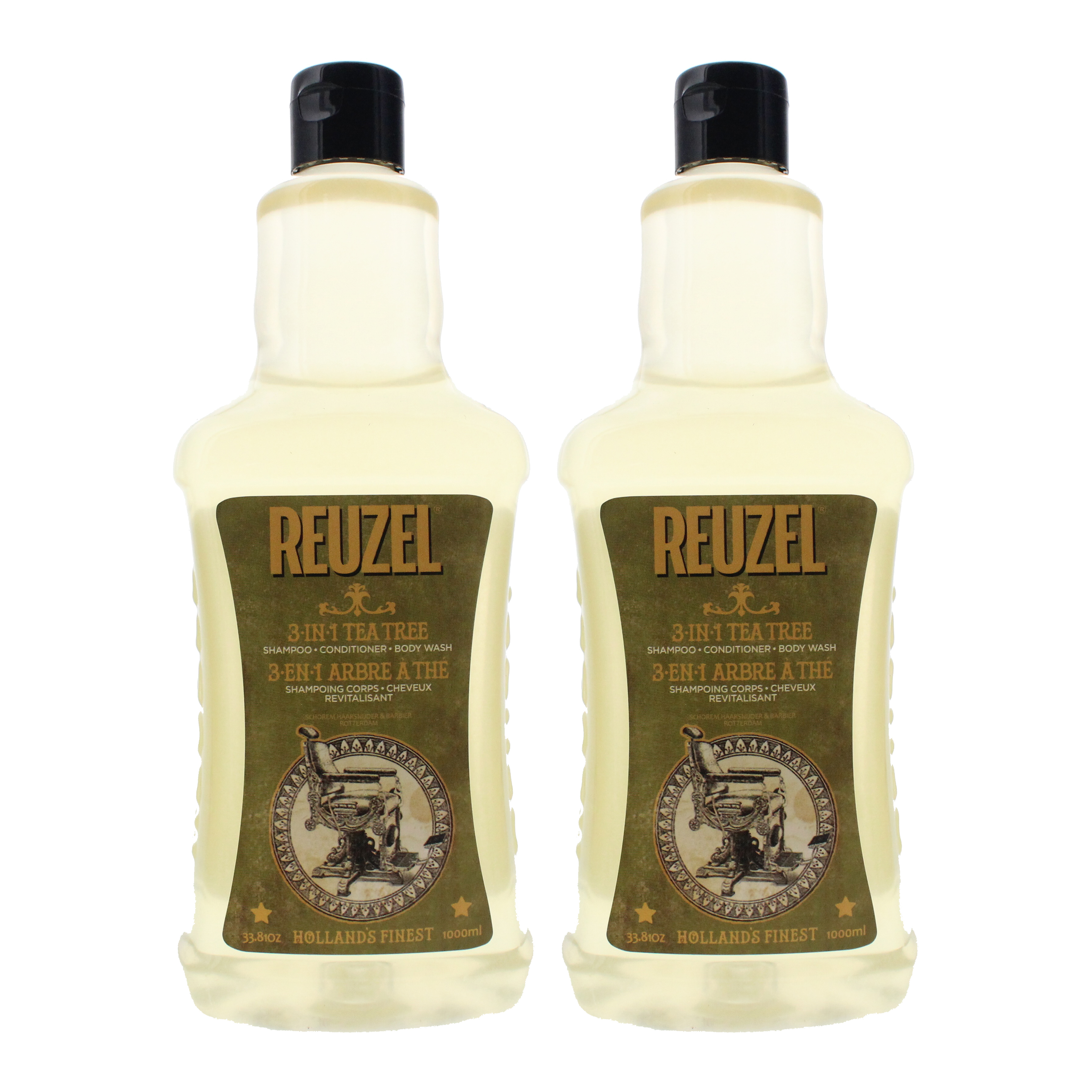 Reuzel Mens 3-In-1 Tea Tree Shampoo 1000ml x 2 - NA - One Size