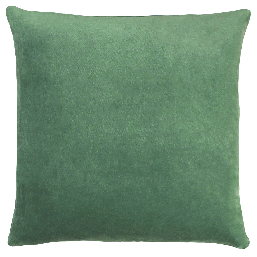 furn. Solo Cotton Velvet Filled Cushion - Green - One Size