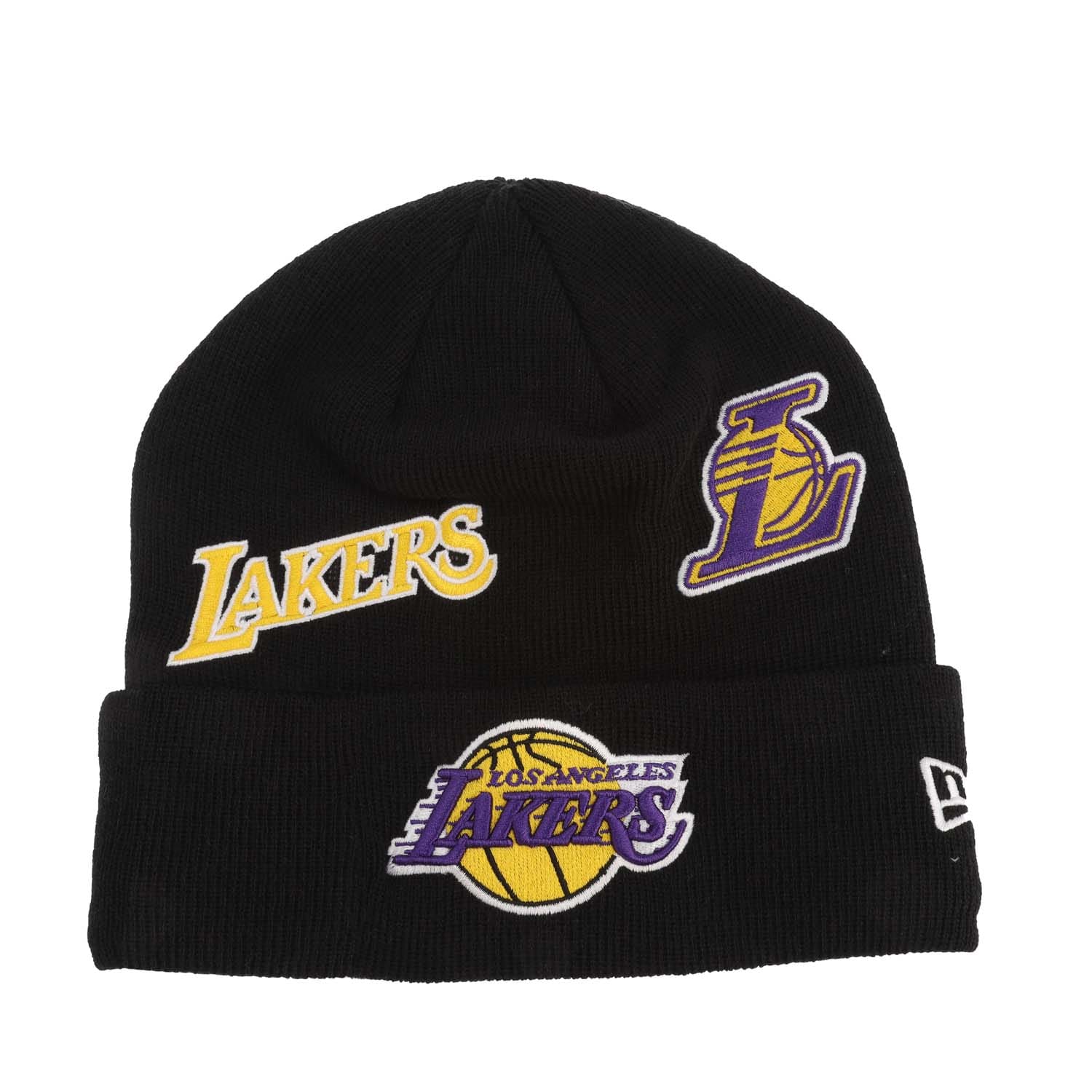 New Era Mens Accessories LA Lakers Multi Patch Beanie Hat in Black material_polyester - Size Medium/Large