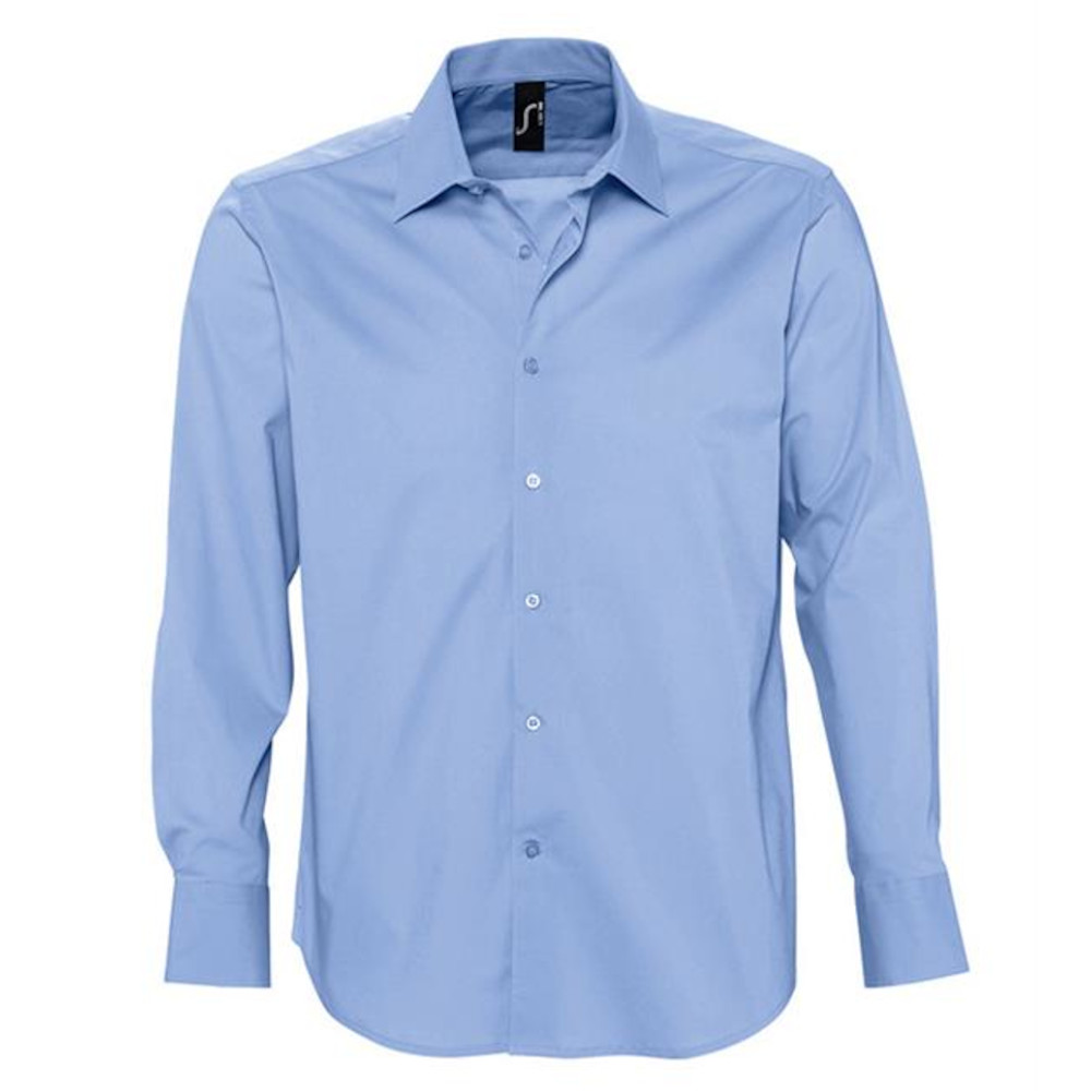 SOLS Mens Brighton Long Sleeve Fitted Work Shirt (Bright Sky) - Blue - Size Medium