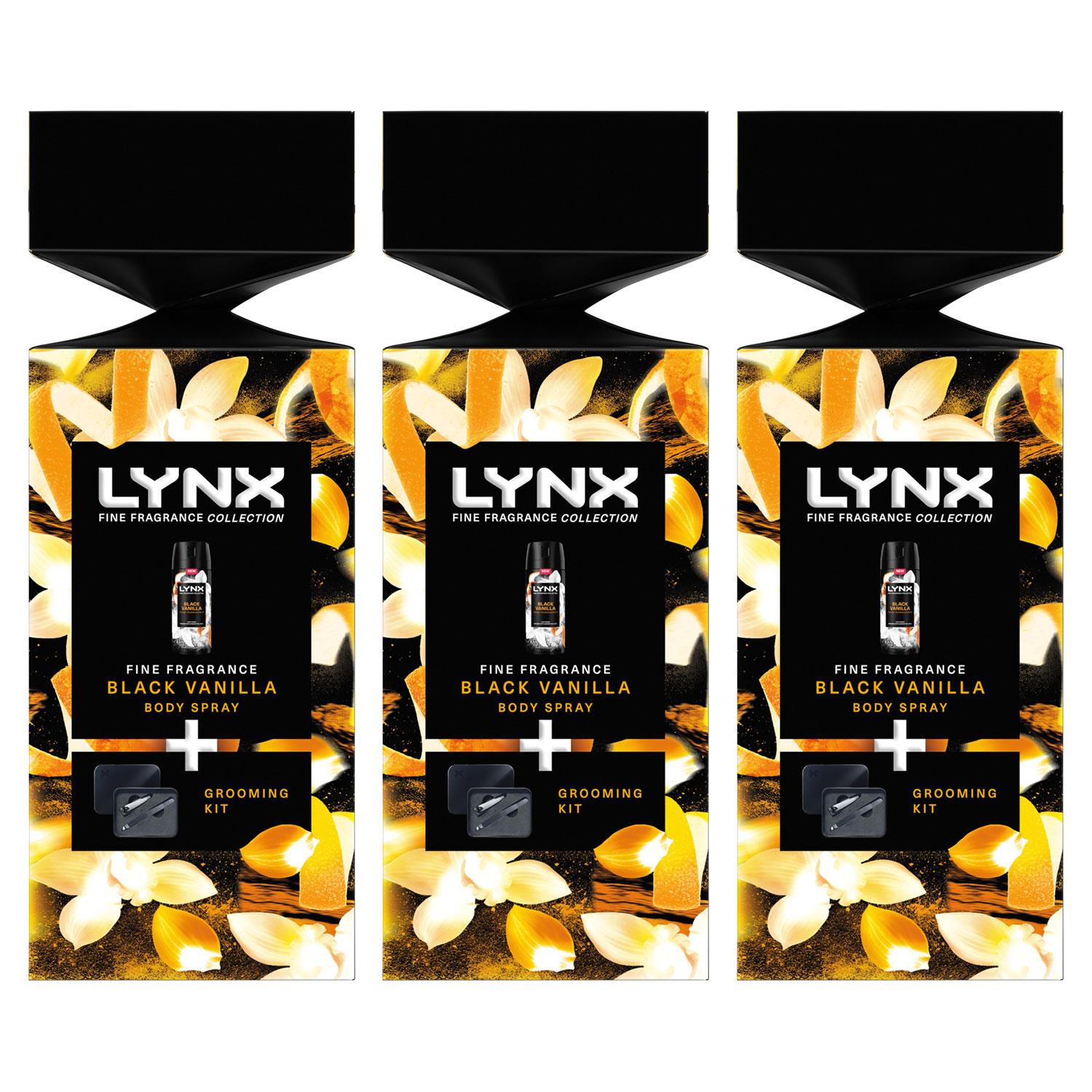 Lynx Mens Black Vanilla Body Spray with Grooming Kit, 3 Pack - One Size