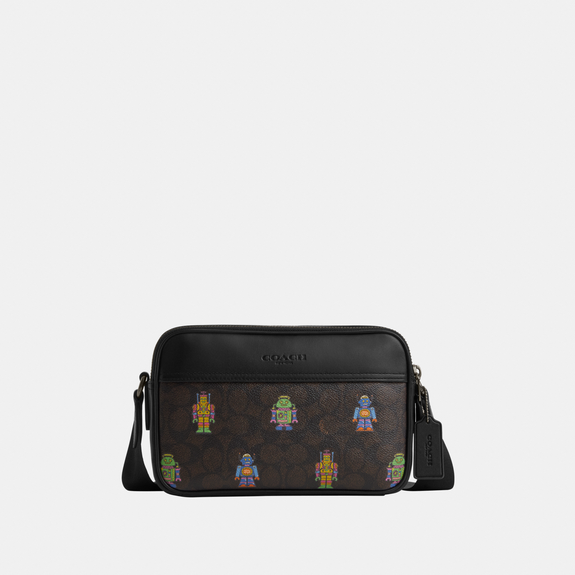 Coach Mens Cosmic Graham Crossbody in Signature with Robot Print - Brown - One Size